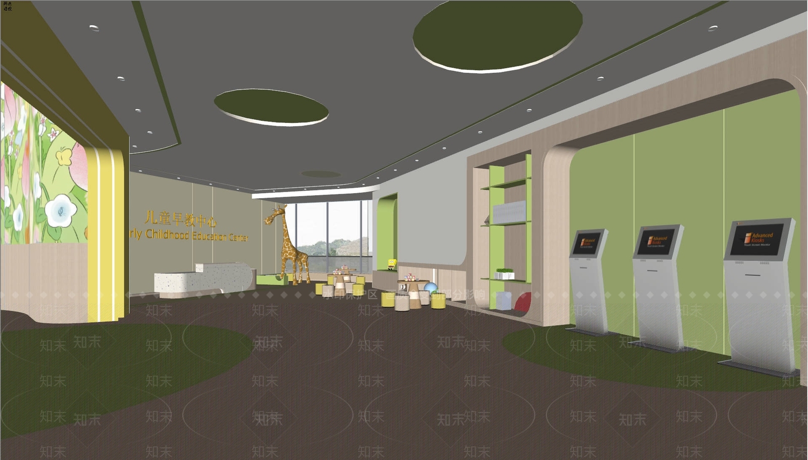 现代儿童早教园大厅SU模型下载【ID:1146416676】