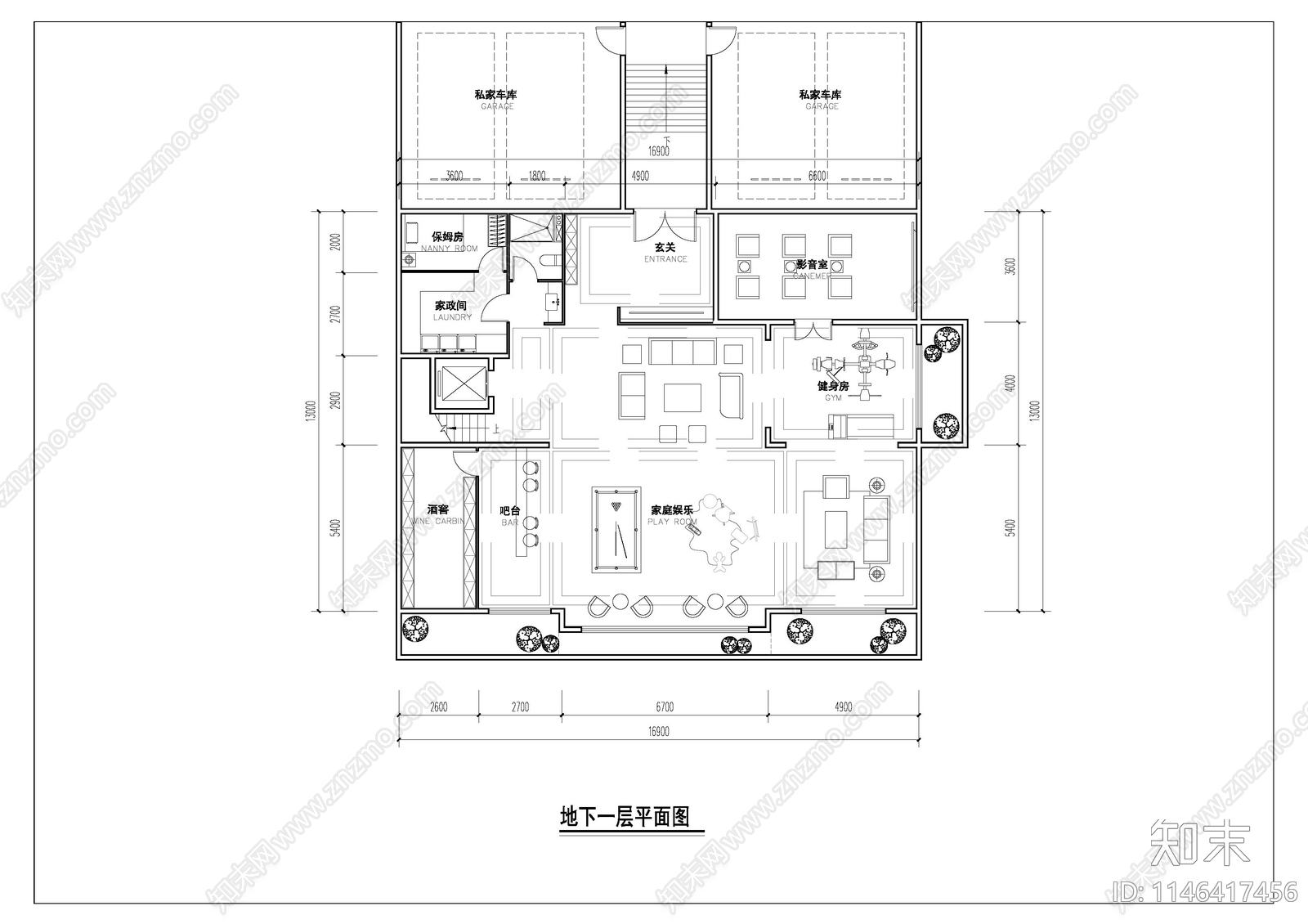 四层600平类独栋别墅建筑cad施工图下载【ID:1146417456】