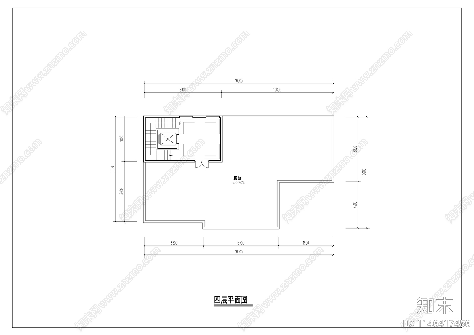 四层600平类独栋别墅建筑cad施工图下载【ID:1146417456】