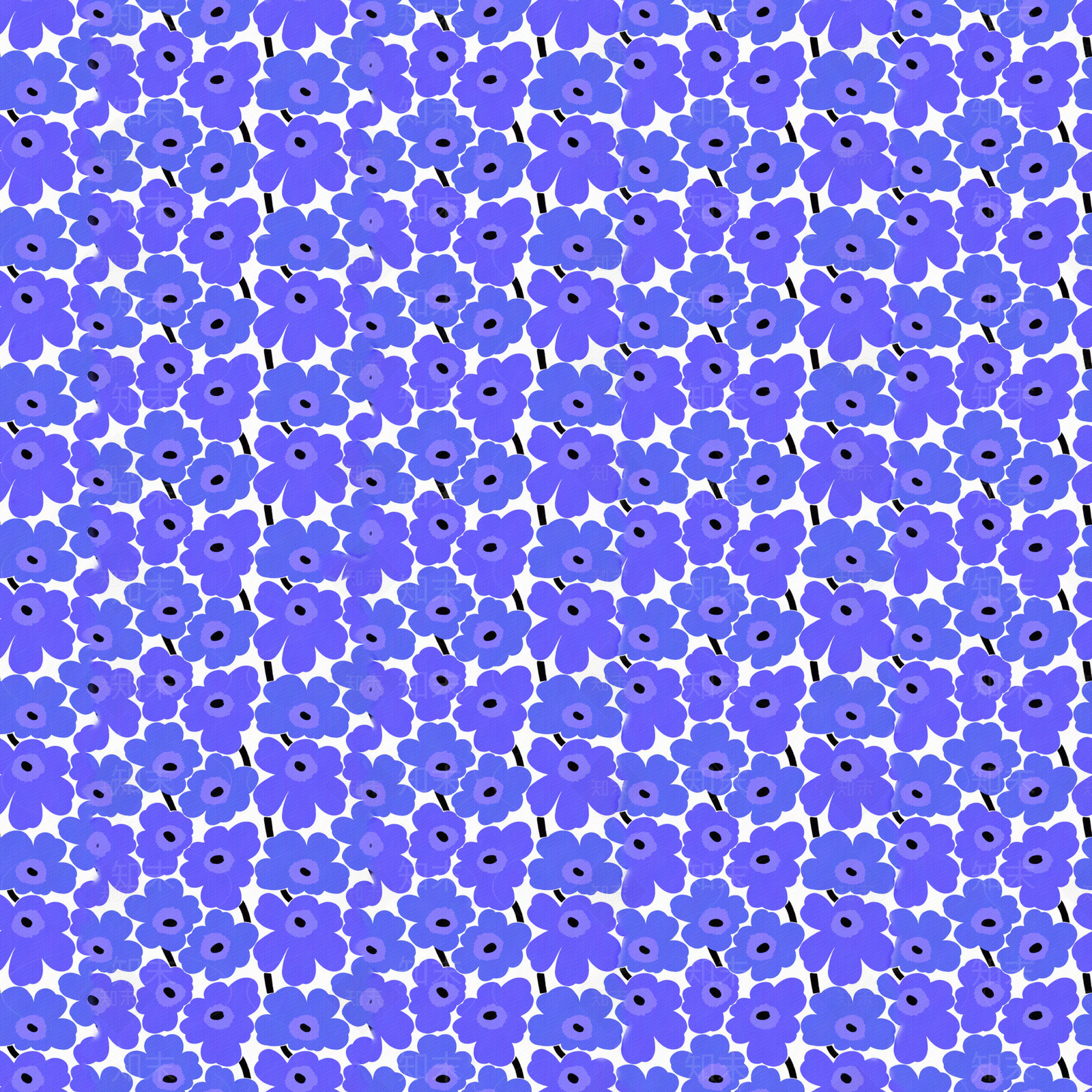 蓝紫色植物印花壁纸贴图下载【ID:1146420568】