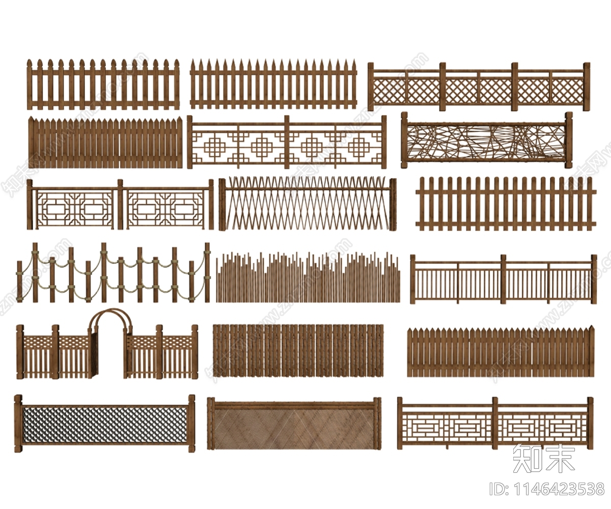 新中式围栏护栏SU模型下载【ID:1146423538】