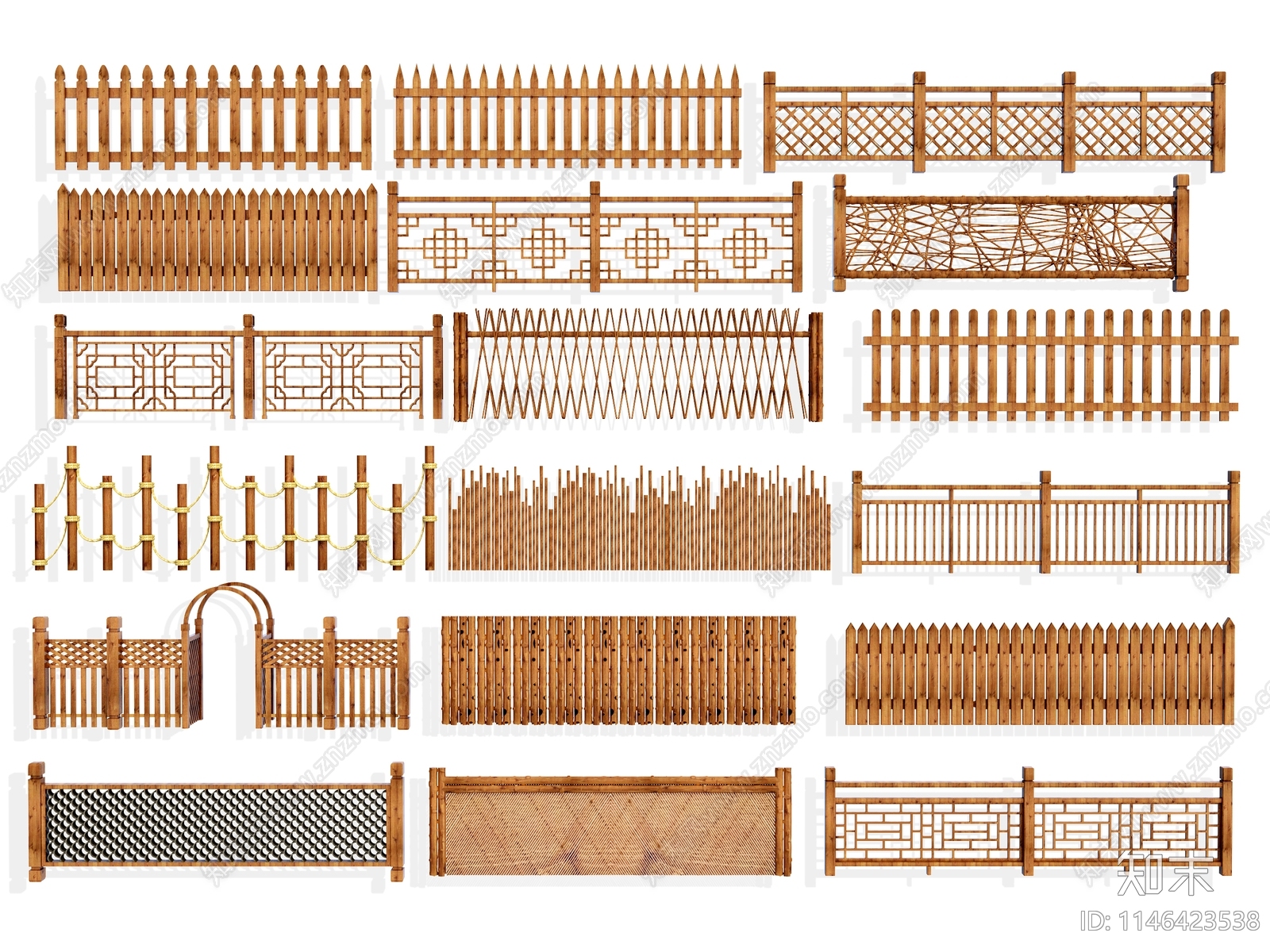 新中式围栏护栏SU模型下载【ID:1146423538】