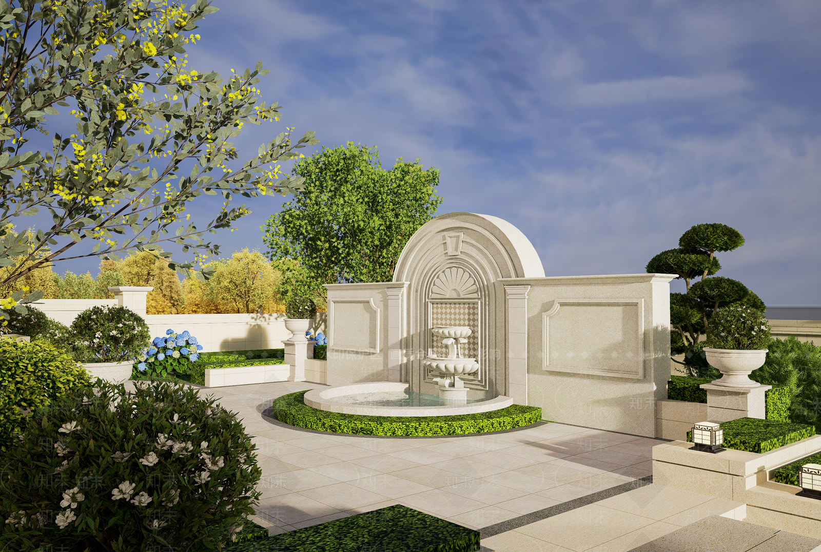欧式庭院花园SU模型下载【ID:1146426165】
