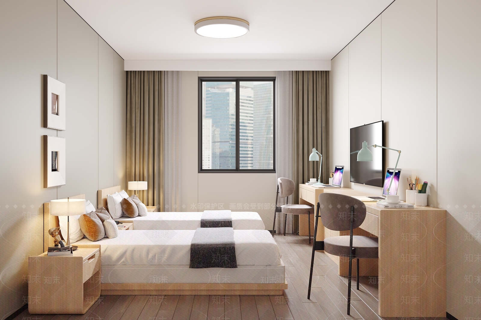 现代宿舍3D模型下载【ID:1214067788】