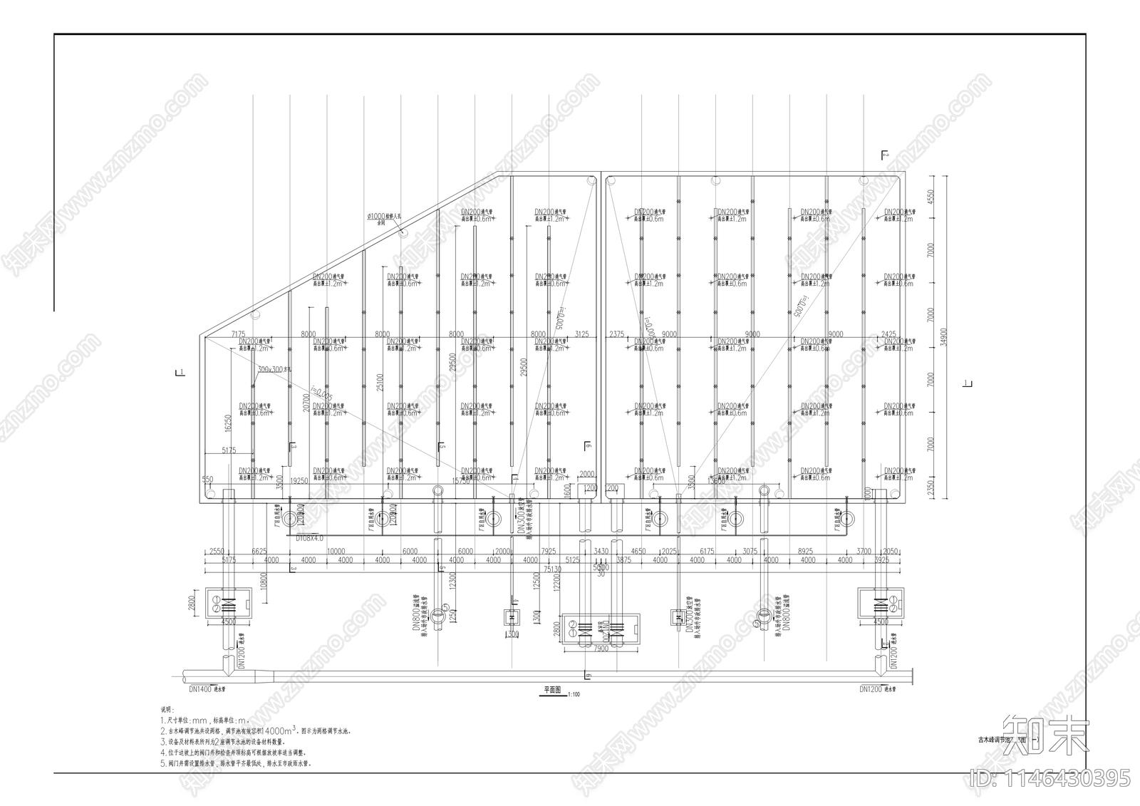 悦来水厂南输管道配套设施古木峰调节池工程cad施工图下载【ID:1146430395】