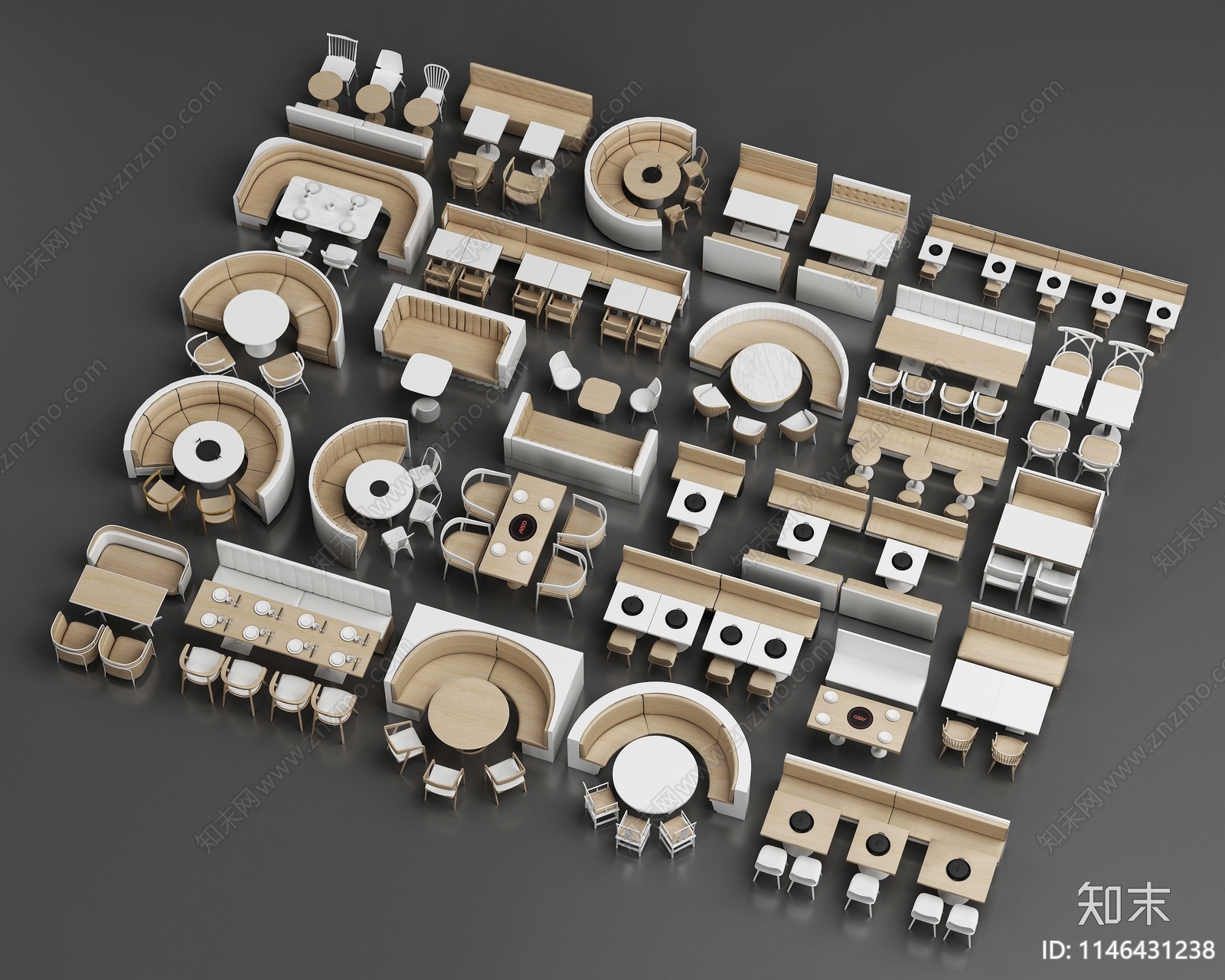 现代卡座沙发3D模型下载【ID:1146431238】