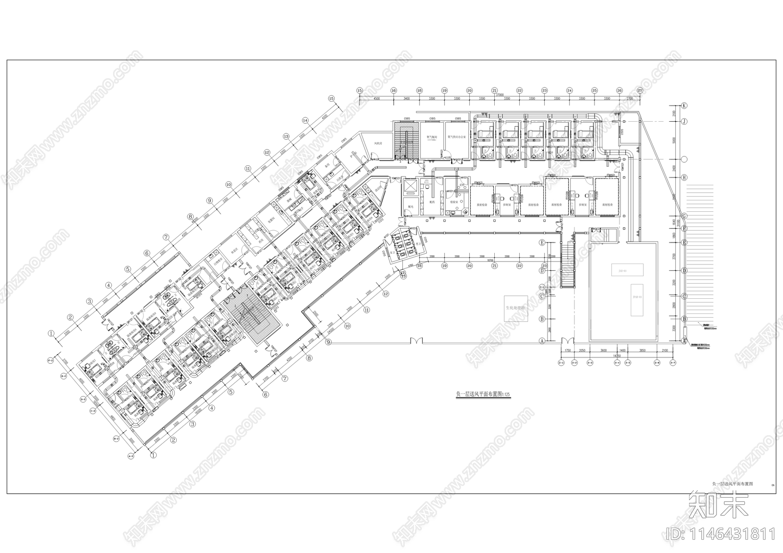 中医院传染病区室内装修cad施工图下载【ID:1146431811】