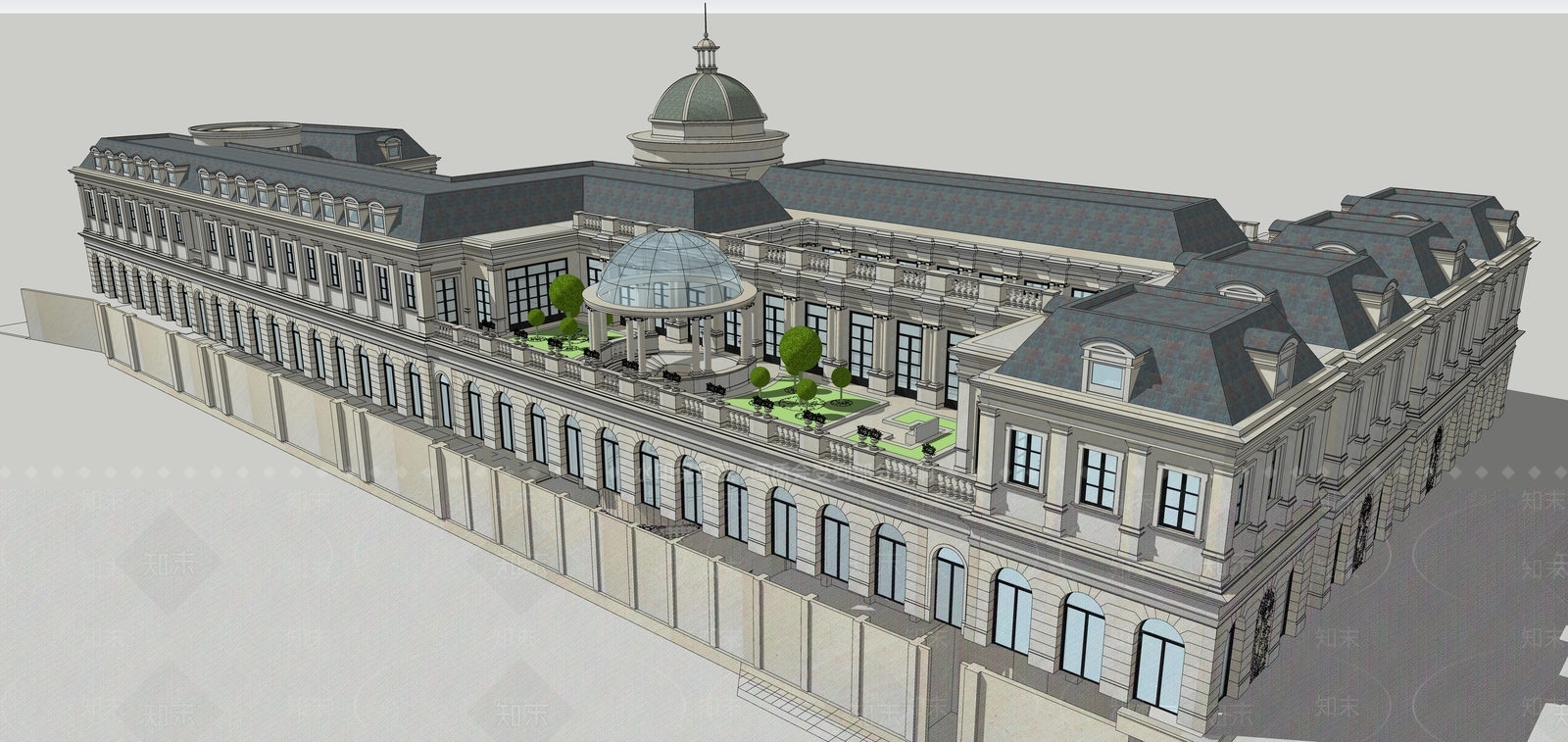 欧式多层办公楼SU模型下载【ID:1146432063】