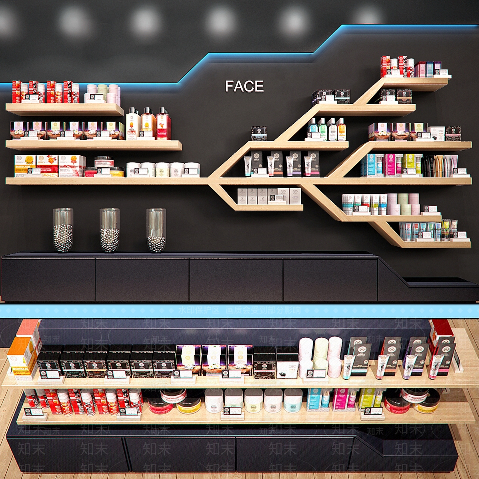 现代化妆品展柜SU模型下载【ID:1146434908】