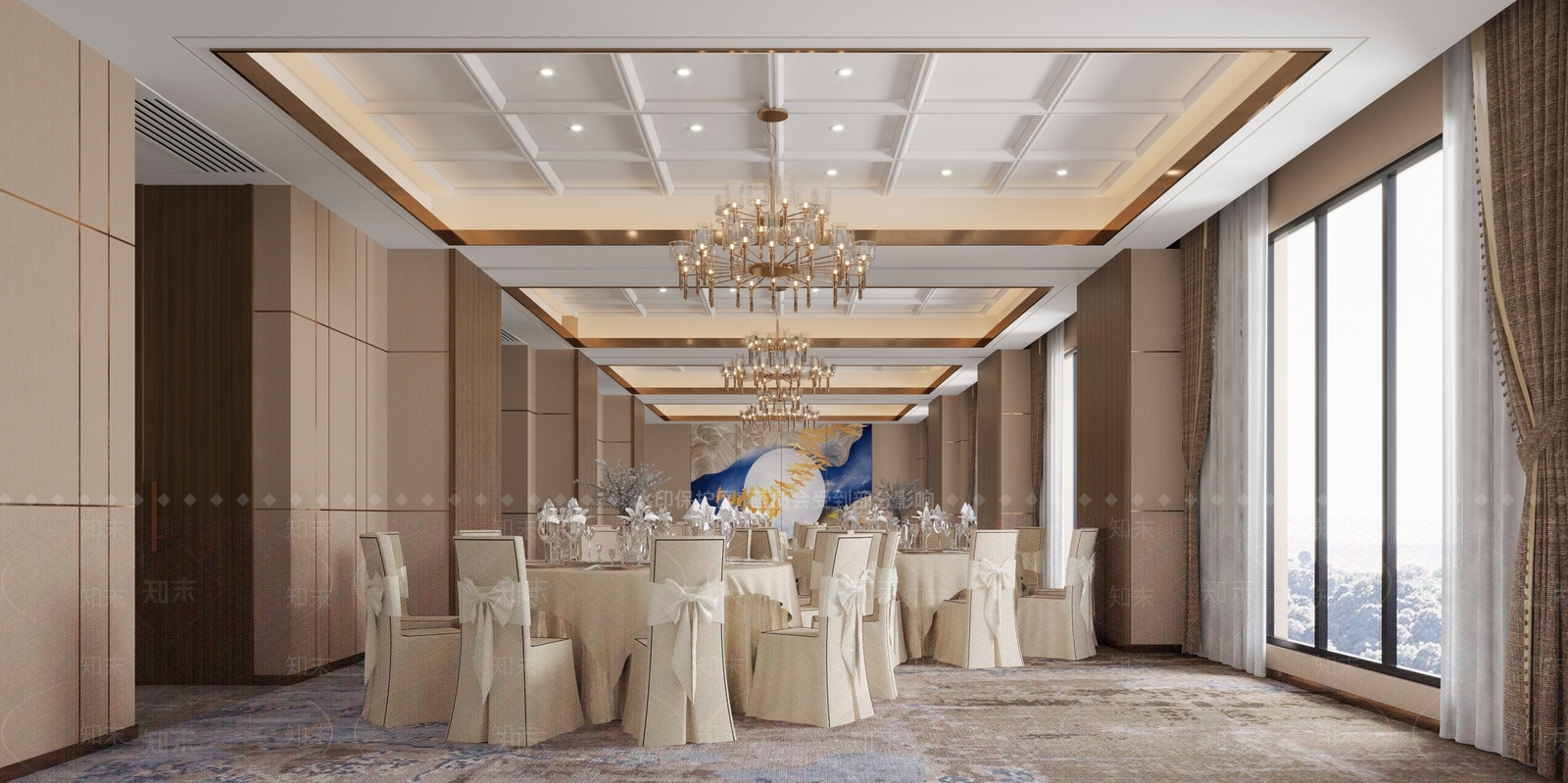 现代酒店宴会厅SU模型下载【ID:1146435646】
