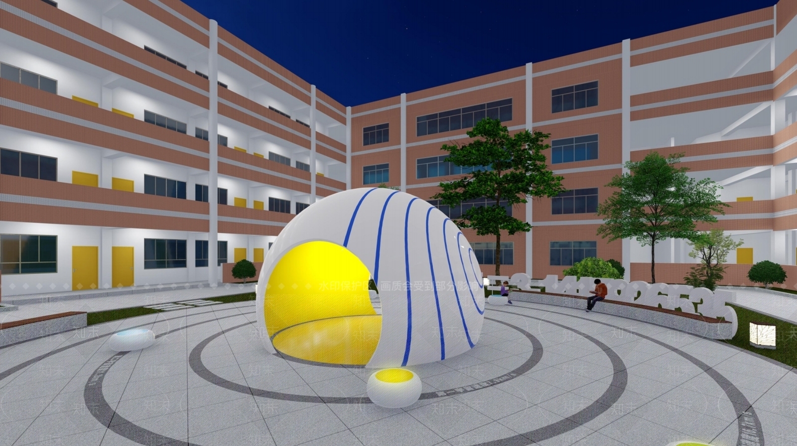 现代校园景观SU模型下载【ID:1146435855】