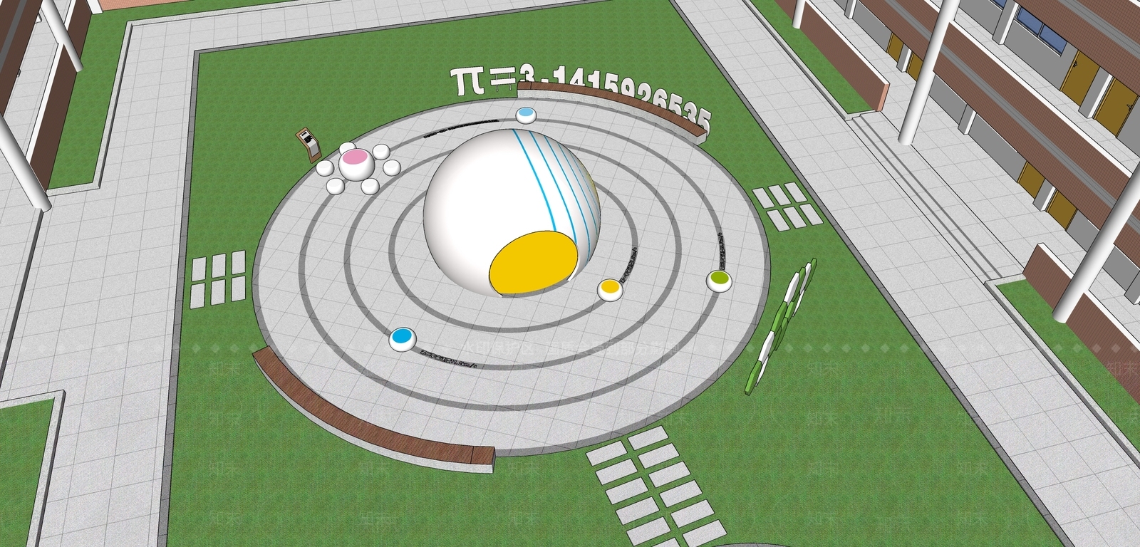 现代校园景观SU模型下载【ID:1146435855】