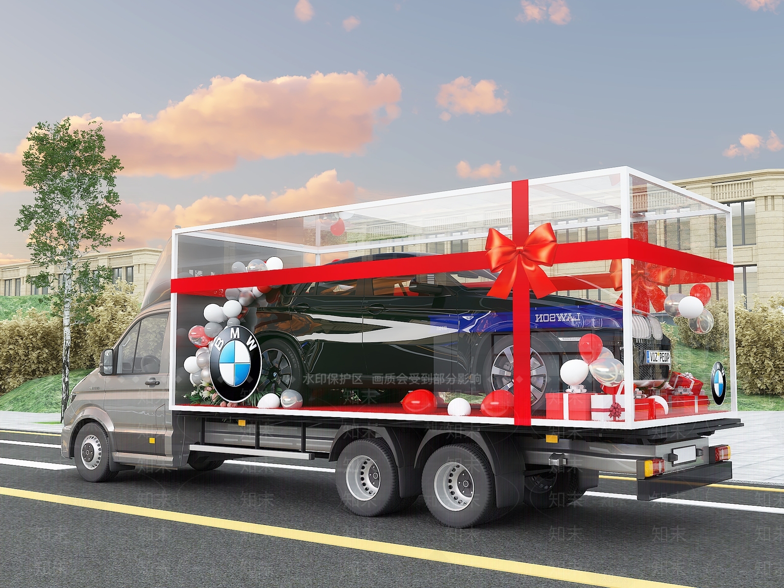 现代汽车礼盒美陈3D模型下载【ID:1146437750】