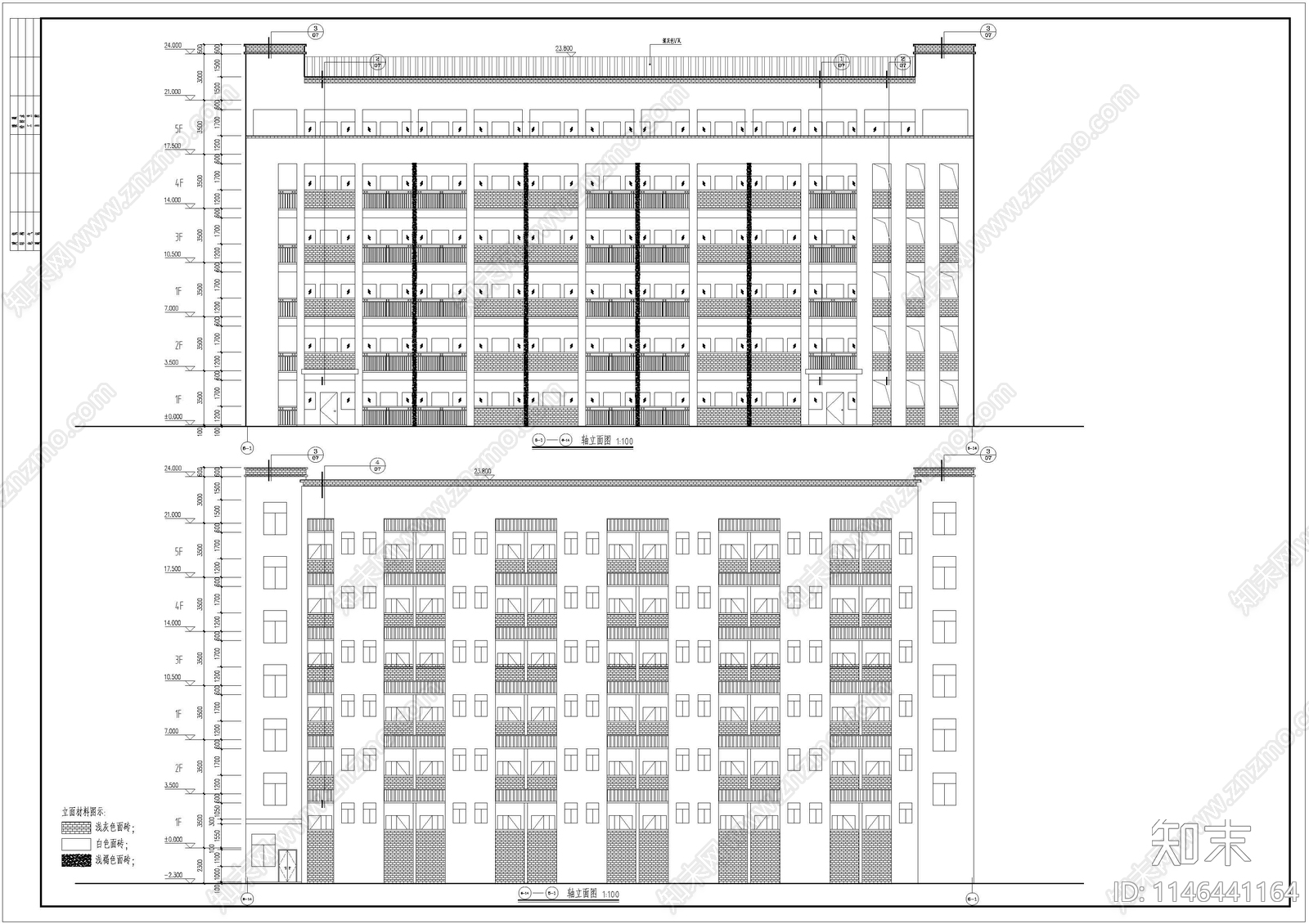 学生宿舍楼建筑cad施工图下载【ID:1146441164】