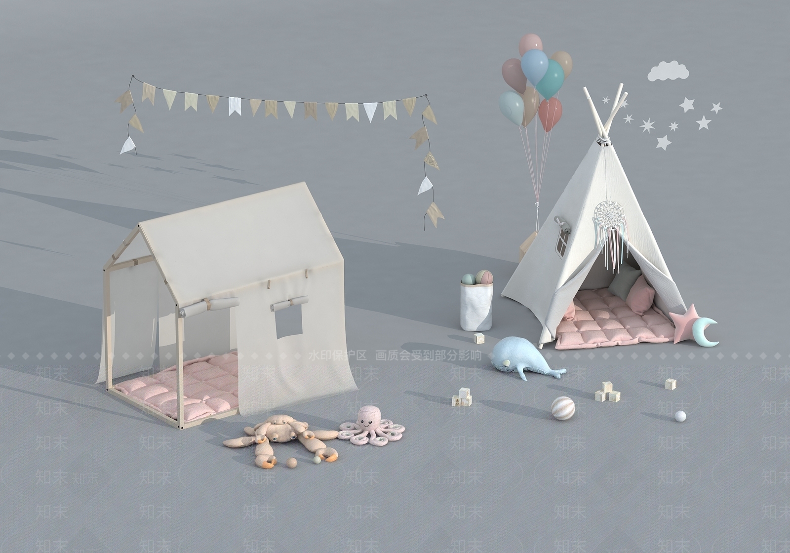 现代儿童帐篷3D模型下载【ID:1146444437】