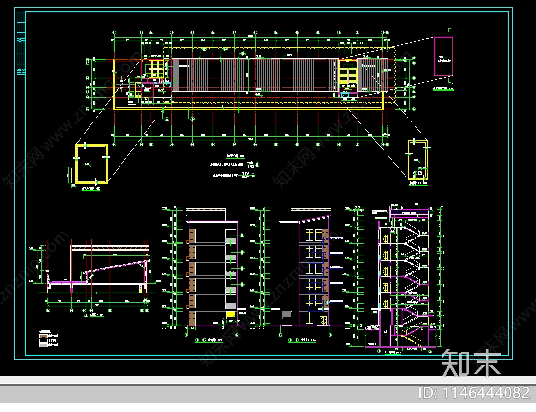 职业学校实训楼建筑cad施工图下载【ID:1146444082】