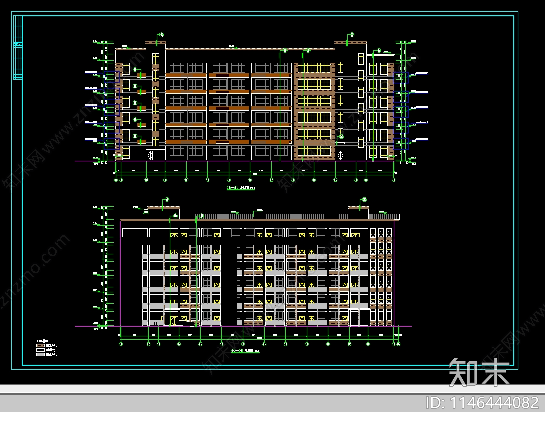 职业学校实训楼建筑cad施工图下载【ID:1146444082】