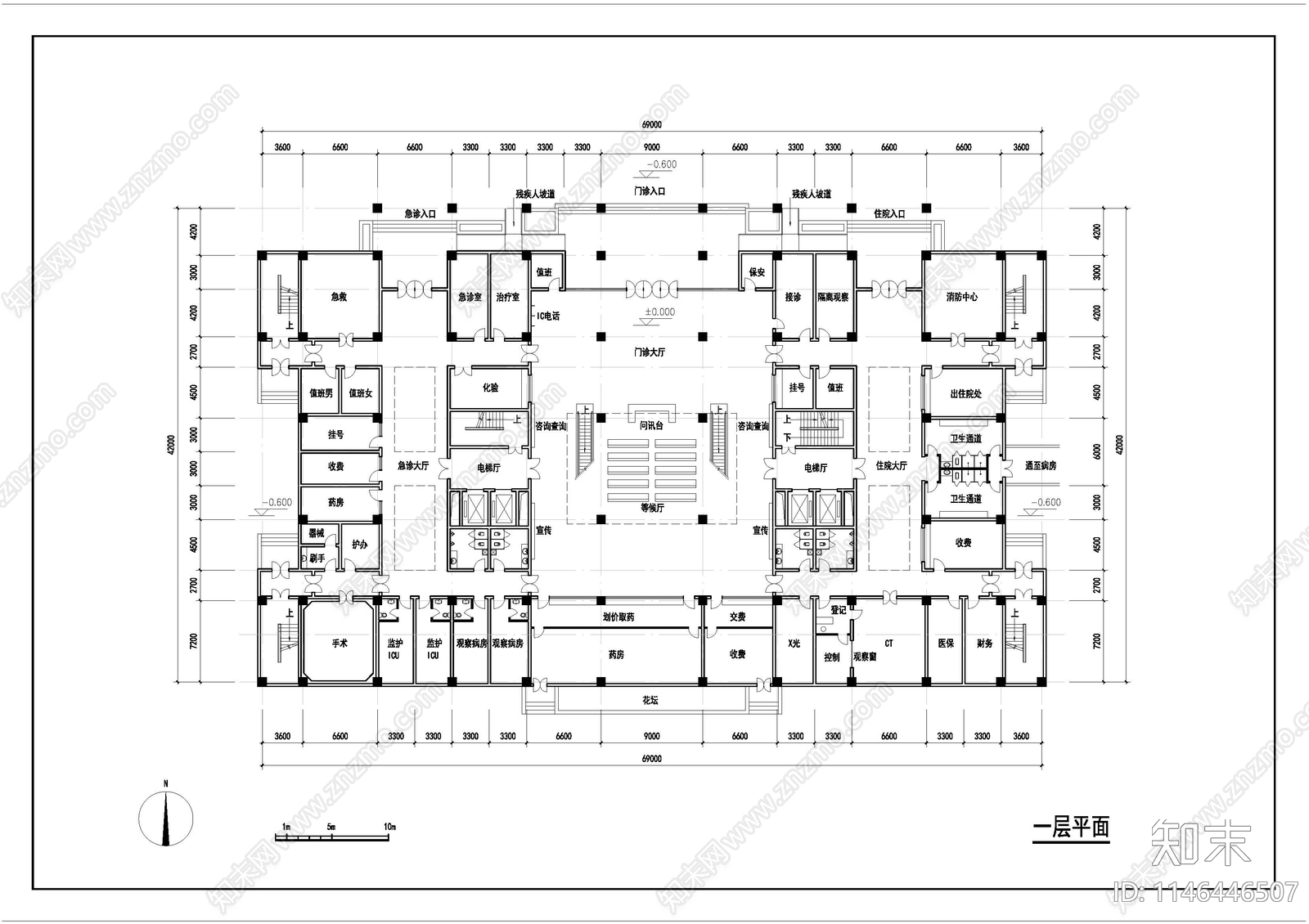 医院医技楼总平图施工图下载【ID:1146446507】