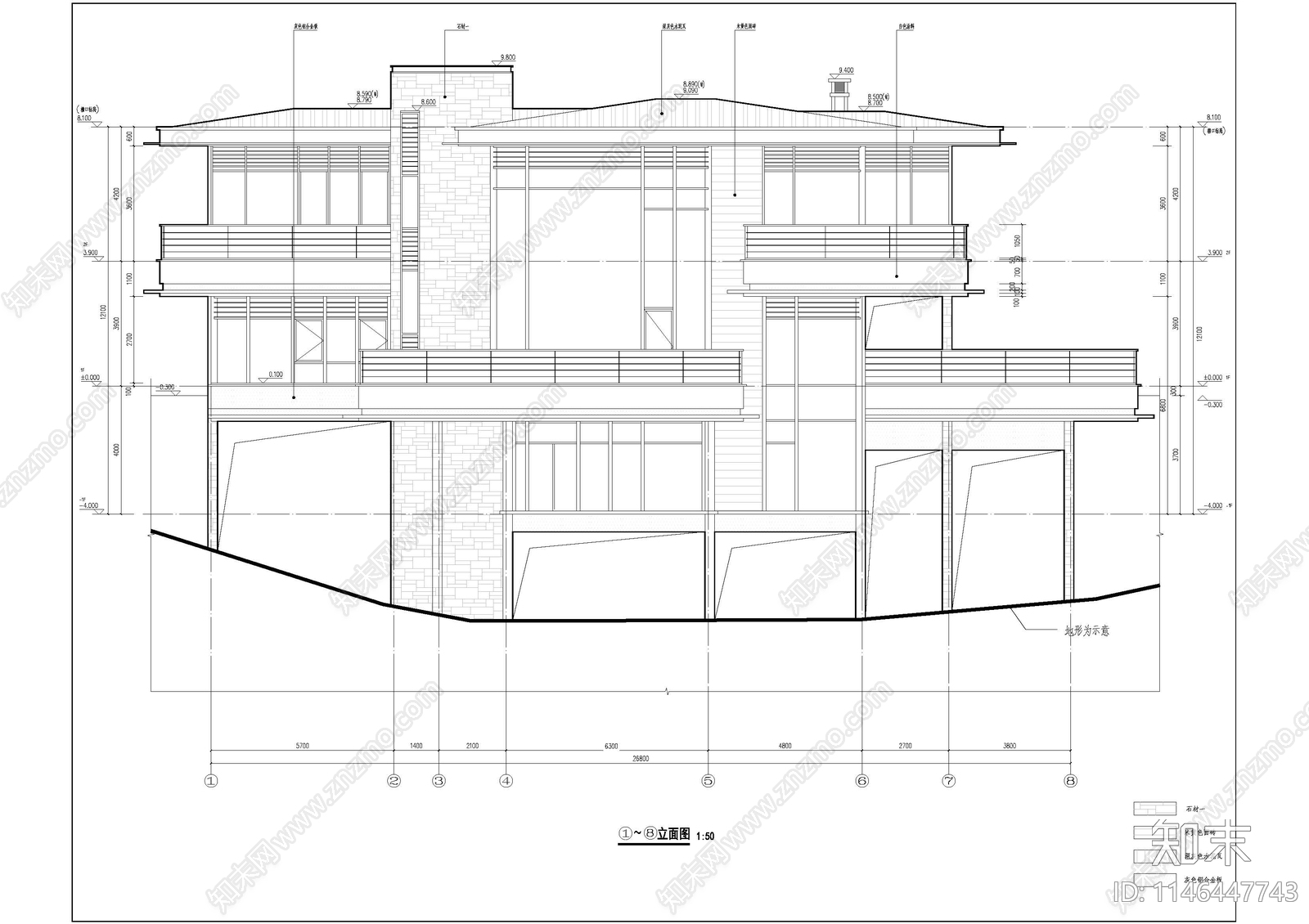 山地别墅建筑施工图下载【ID:1146447743】