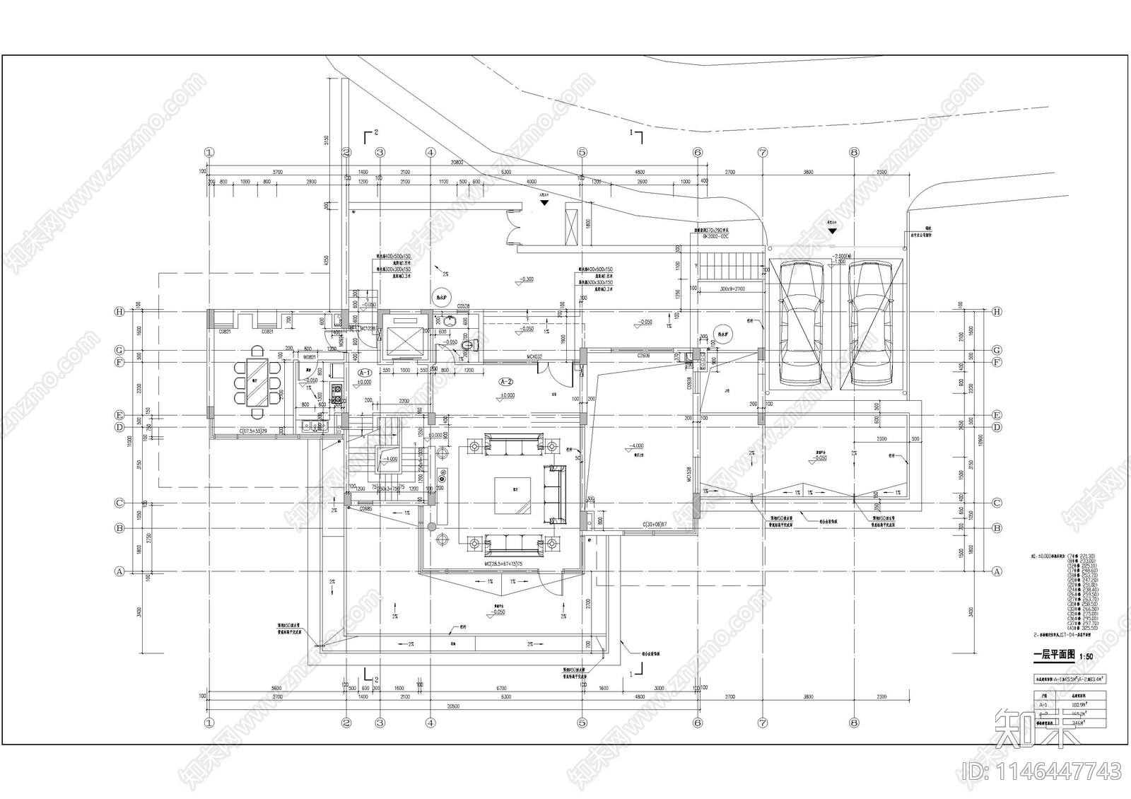 山地别墅建筑施工图下载【ID:1146447743】