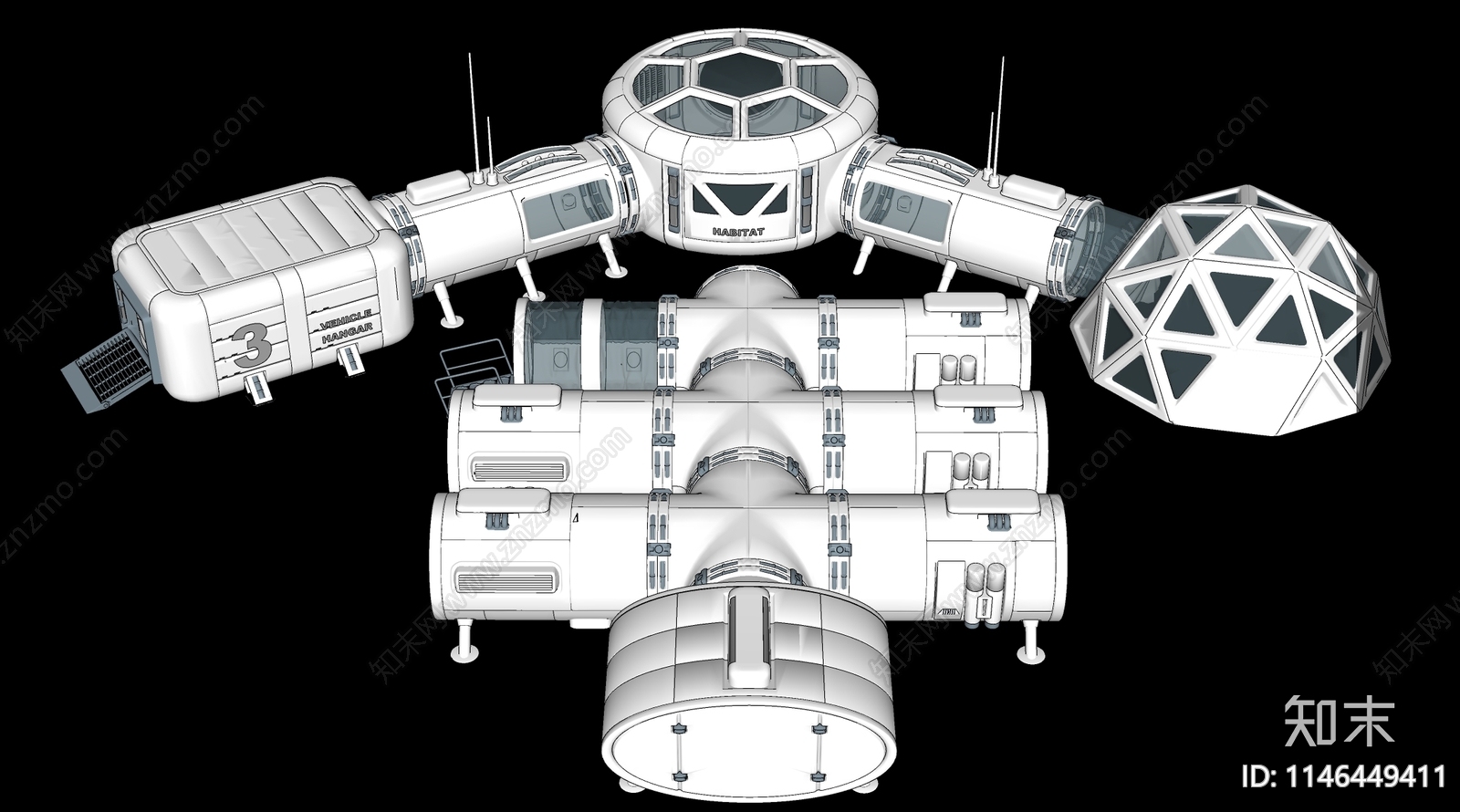 现代空间站民宿SU模型下载【ID:1146449411】