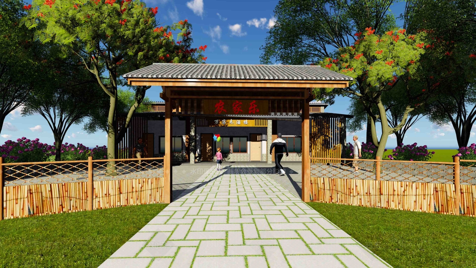 中式庭院入口门SU模型下载【ID:1146450429】