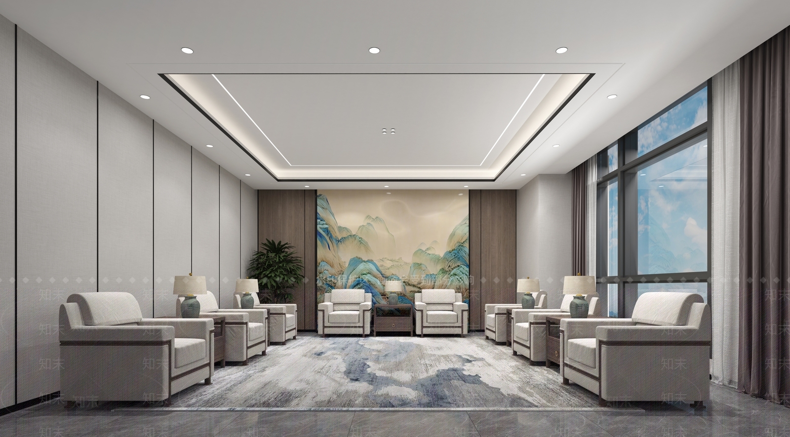 新中式会客厅3D模型下载【ID:1146456280】