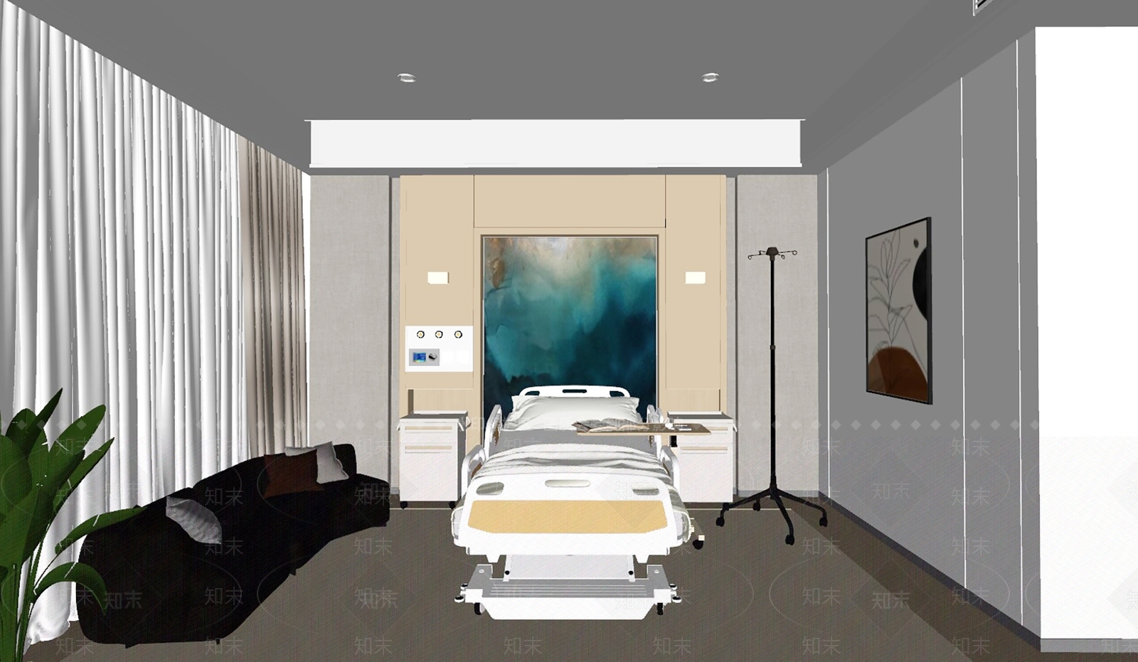 现代病房SU模型下载【ID:1146456954】