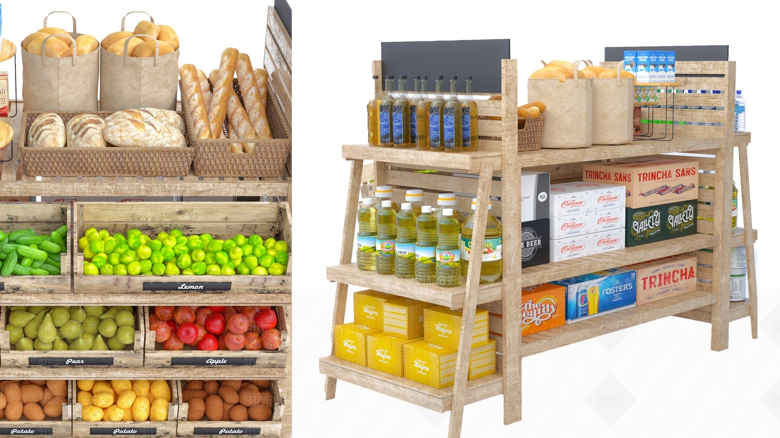 现代超市展示架货架SU模型下载【ID:1146460831】