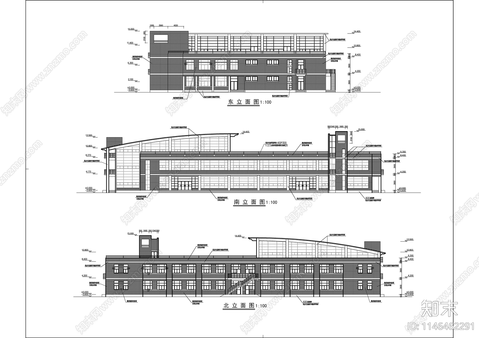 大学食堂建筑详图cad施工图下载【ID:1146462291】