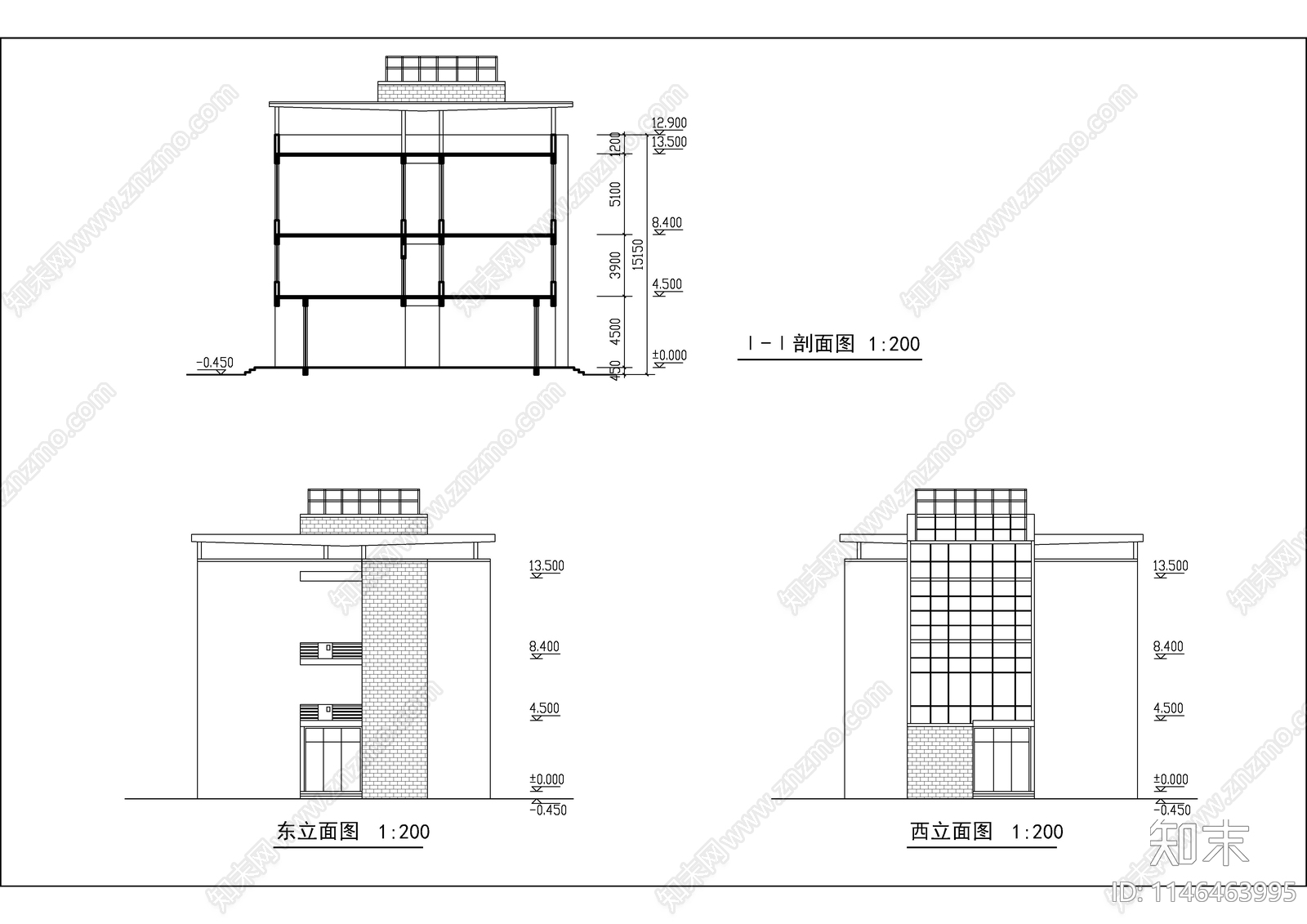 艺术楼建筑详图cad施工图下载【ID:1146463995】