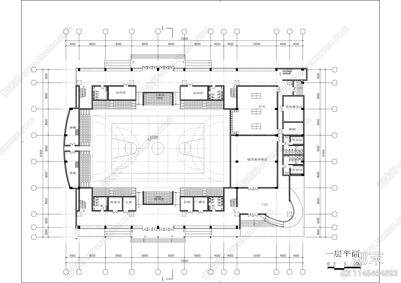 体育馆建筑详图cad施工图下载【ID:1146464893】