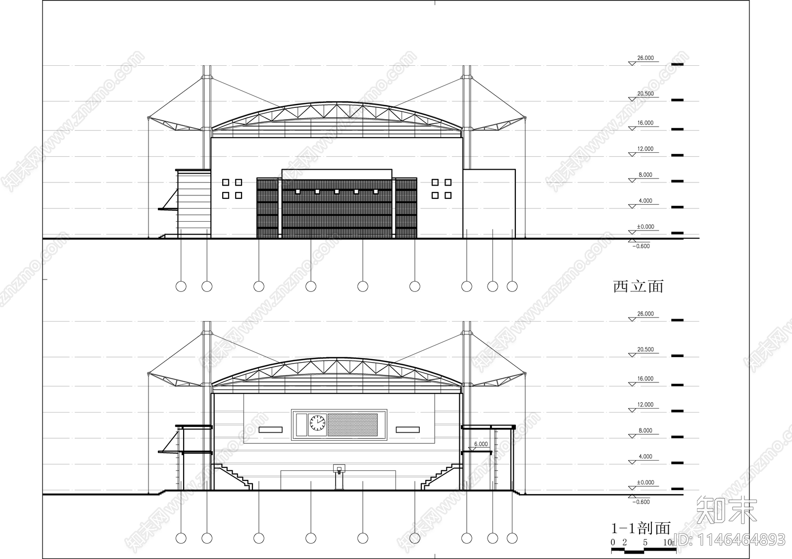 体育馆建筑详图cad施工图下载【ID:1146464893】