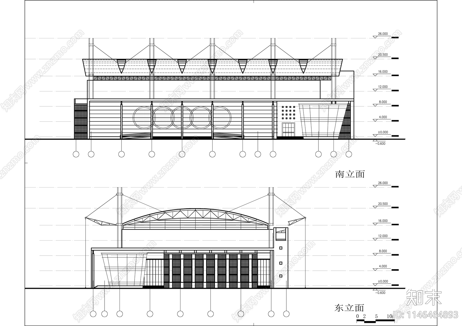 体育馆建筑详图cad施工图下载【ID:1146464893】