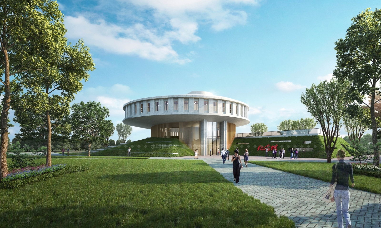 现代展览馆建筑SU模型下载【ID:1146465578】