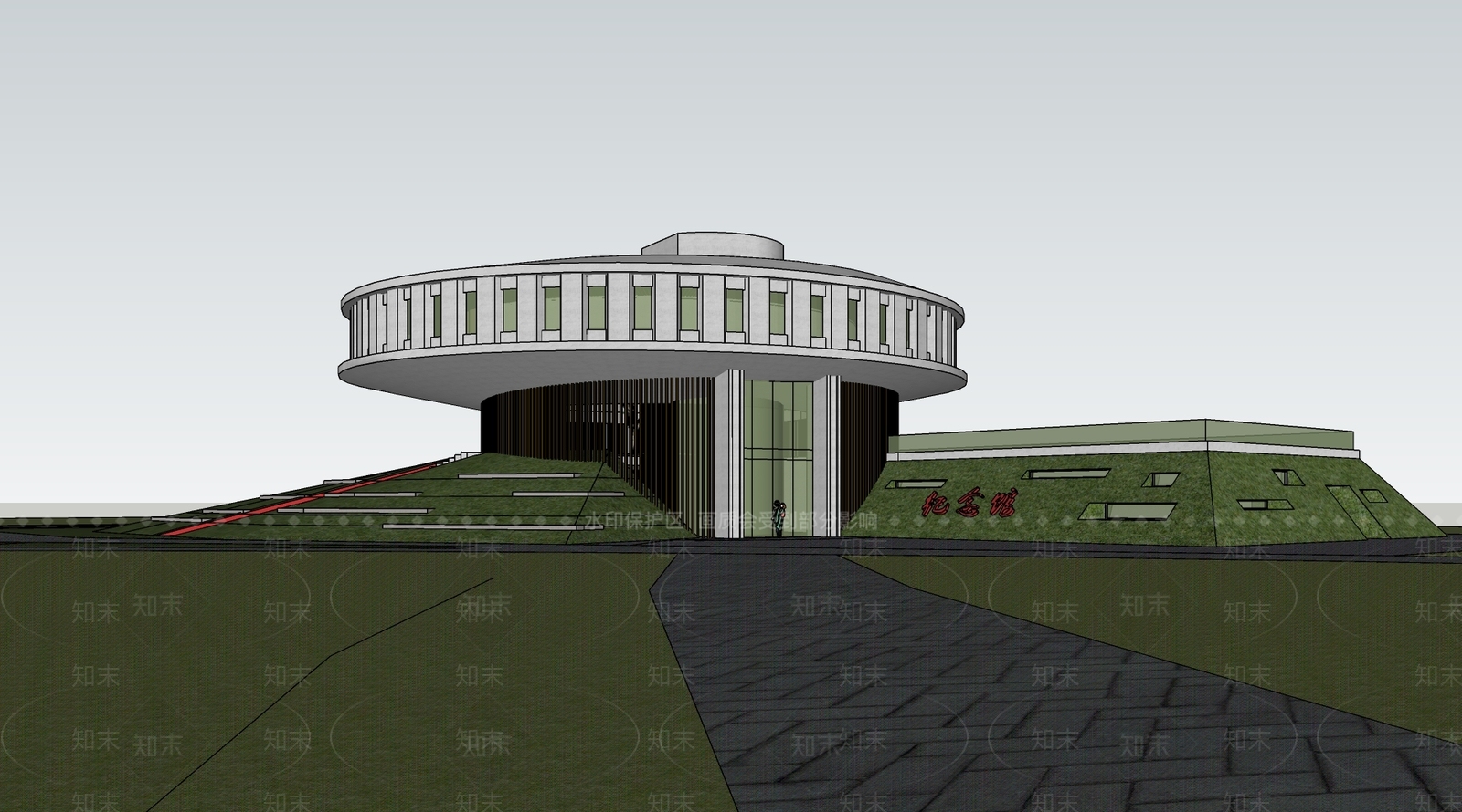 现代展览馆建筑SU模型下载【ID:1146465578】