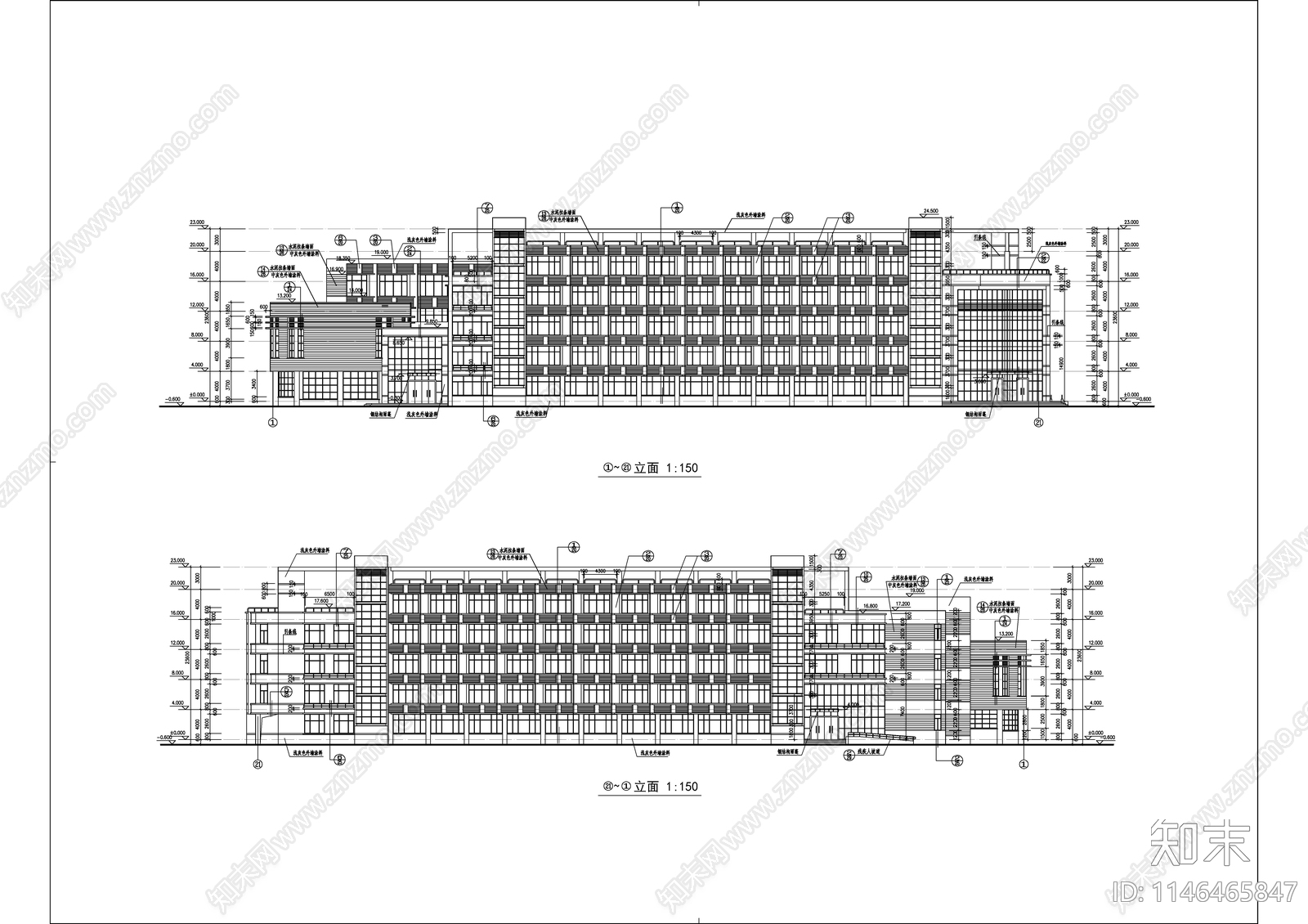 高校教学楼建筑cad施工图下载【ID:1146465847】