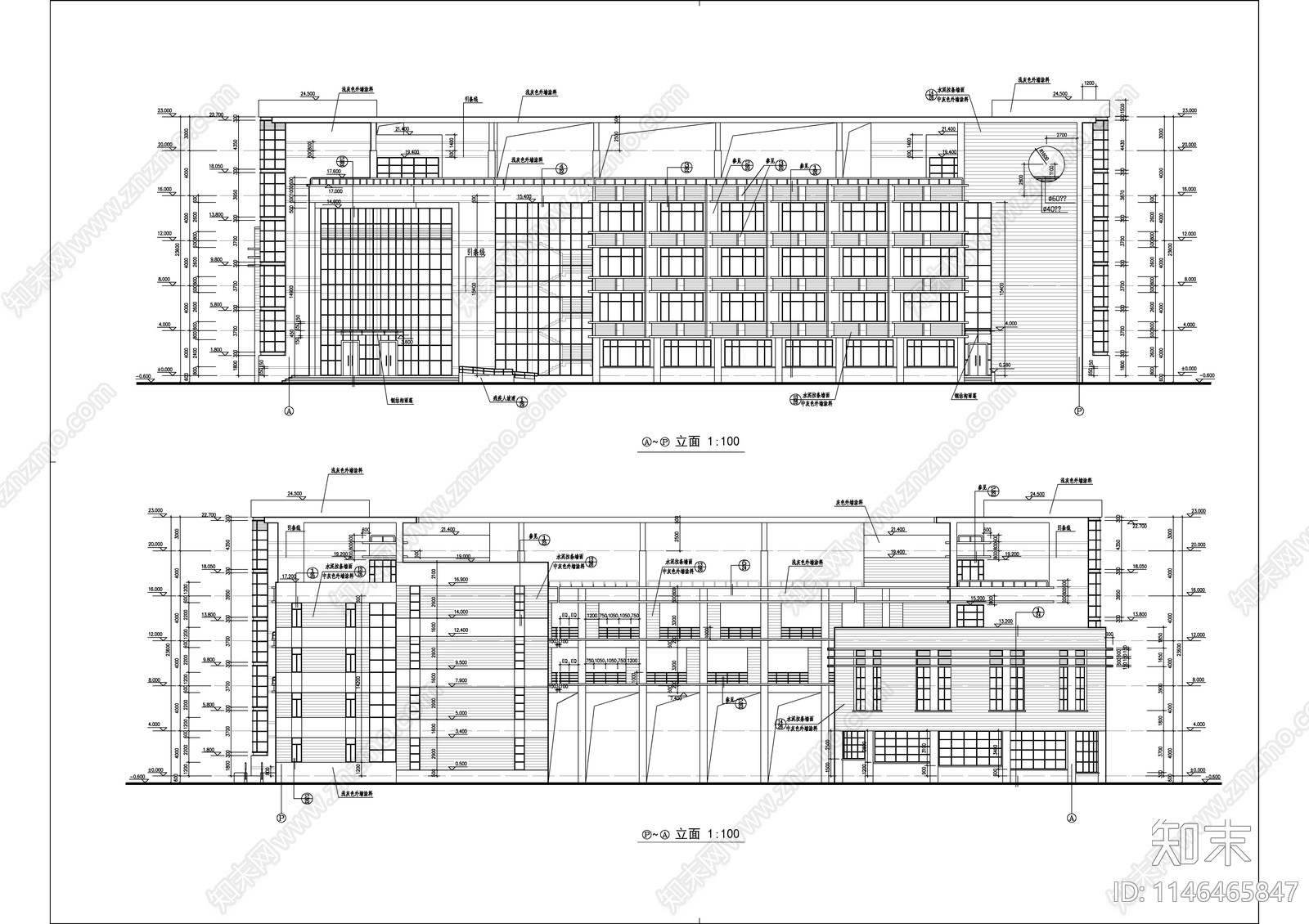 高校教学楼建筑cad施工图下载【ID:1146465847】