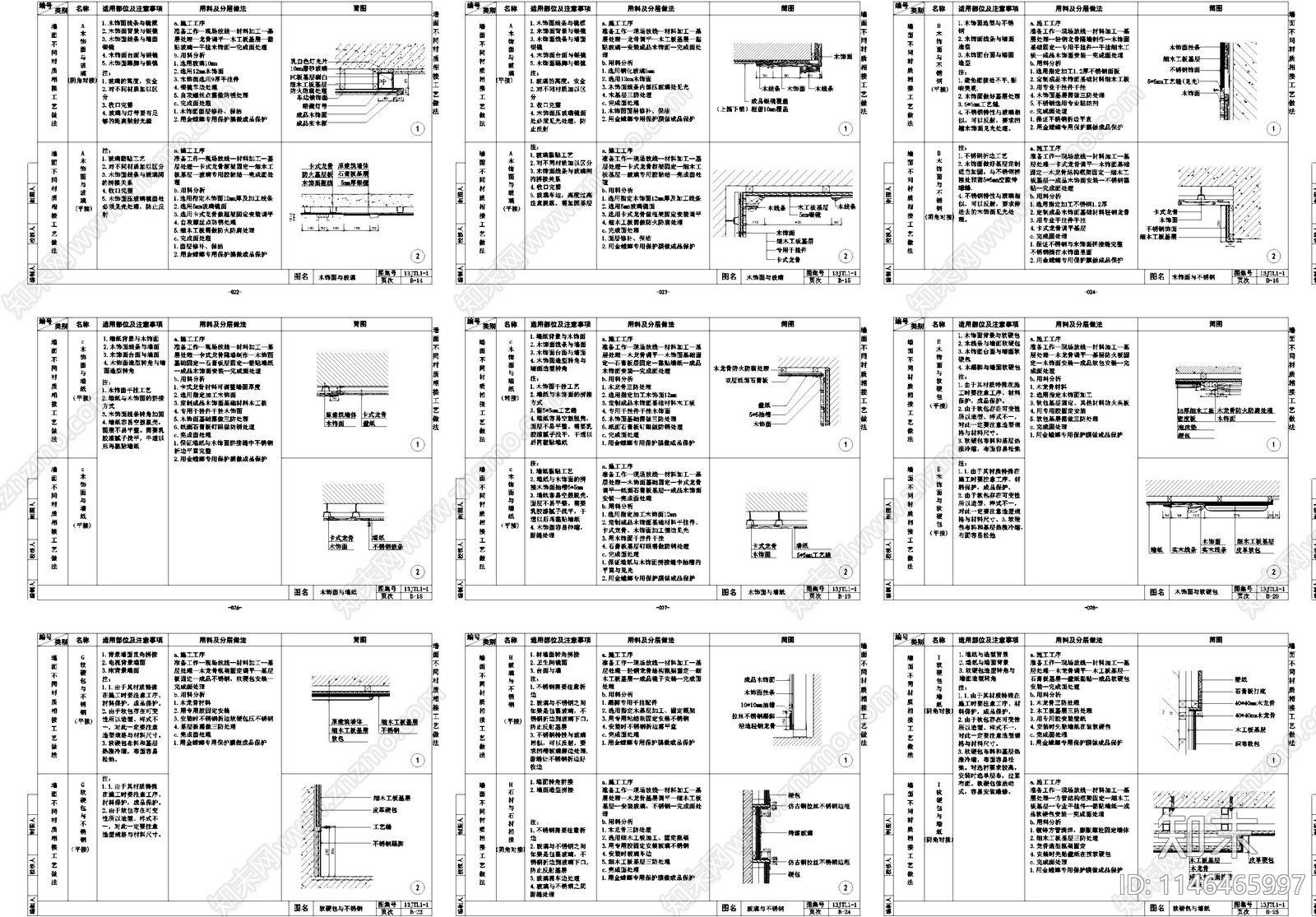 室内装饰工程通用节点详图CAD图集施工图下载【ID:1146465997】