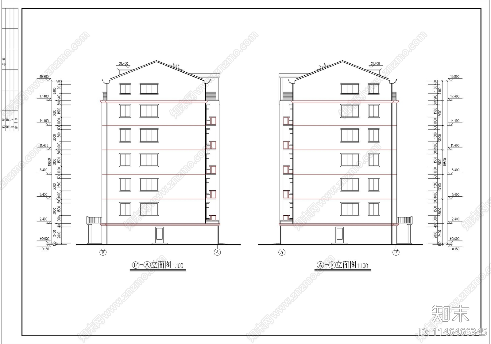 单元式多层住宅建筑cad施工图下载【ID:1146466345】