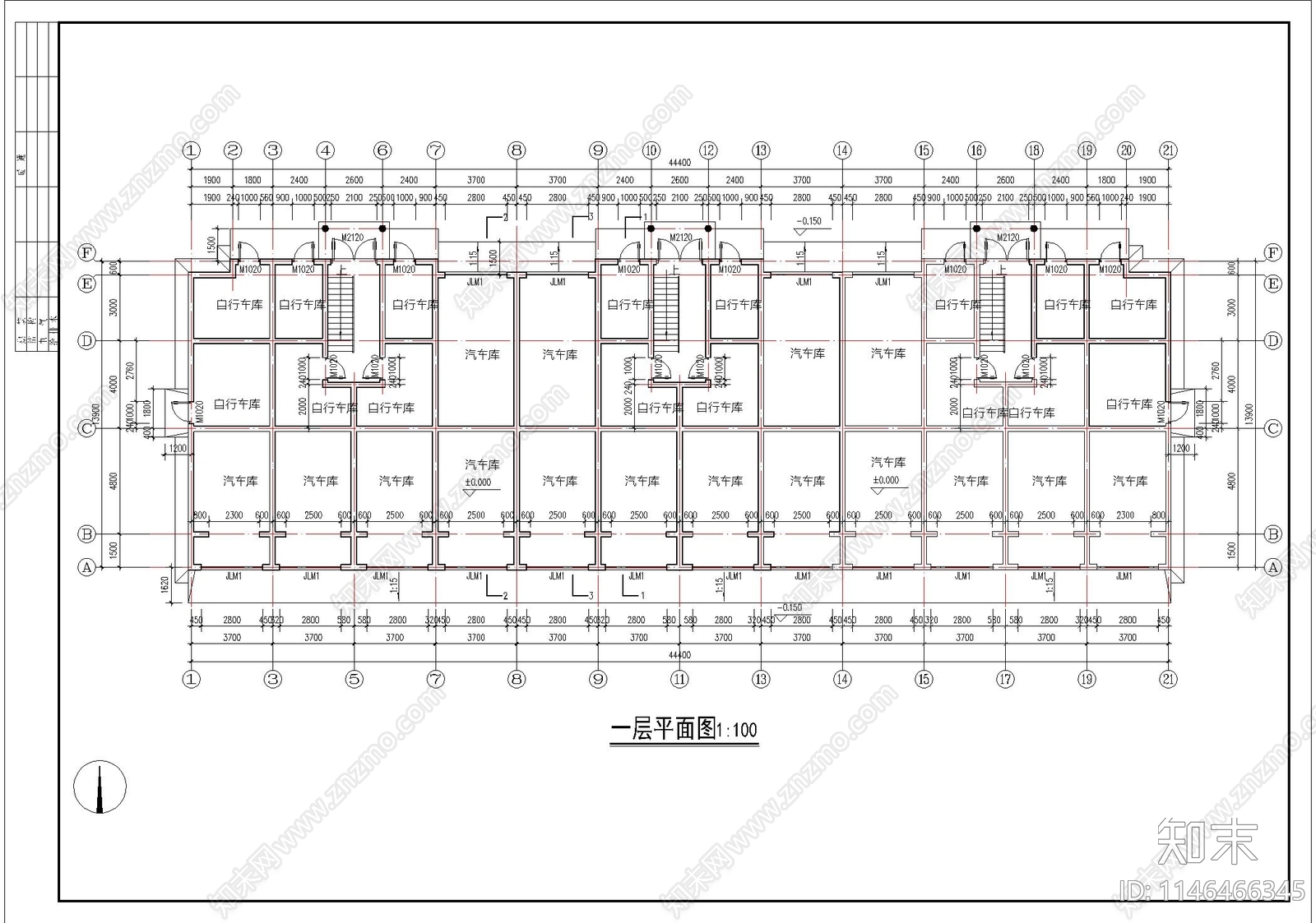 单元式多层住宅建筑cad施工图下载【ID:1146466345】