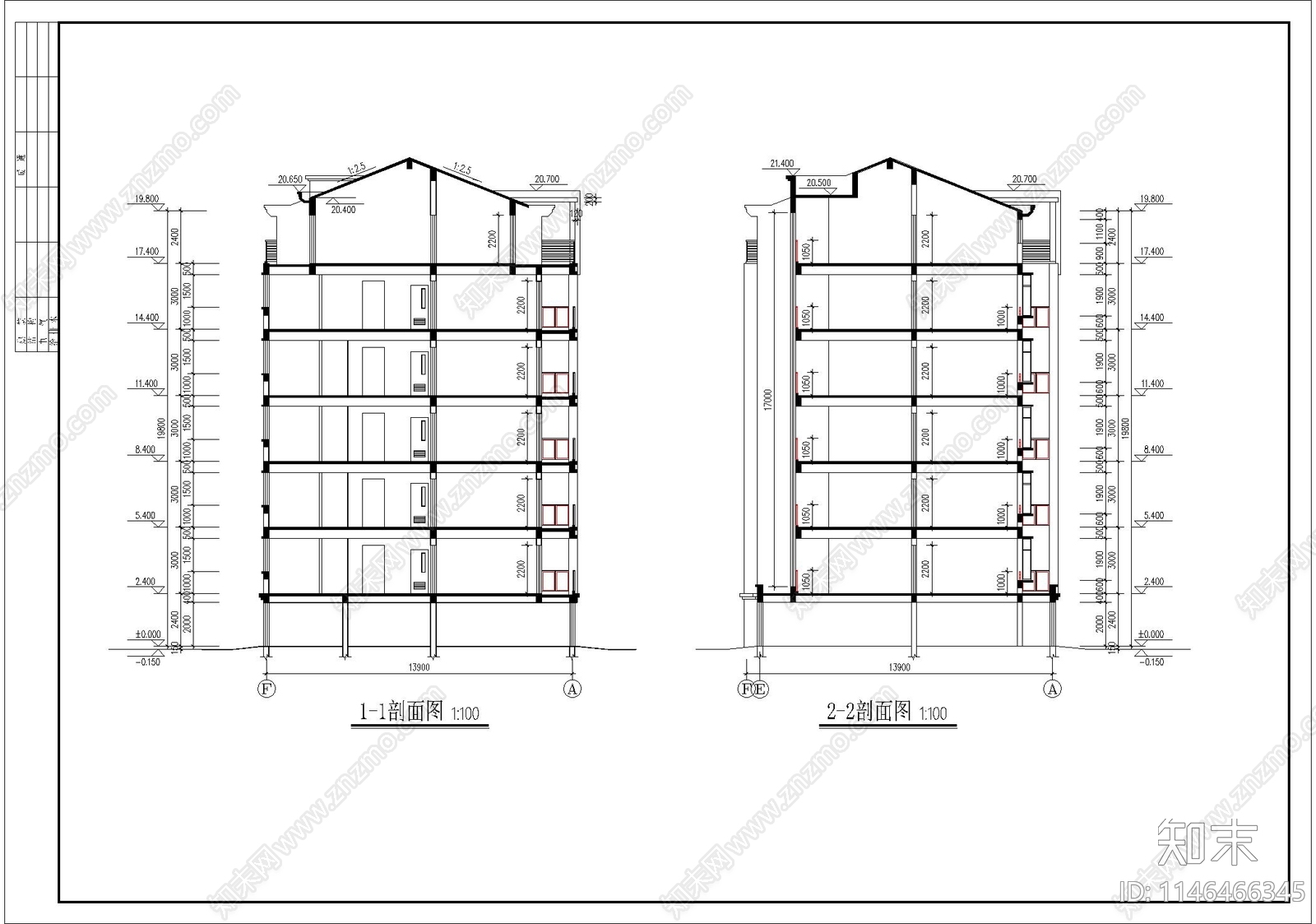 单元式多层住宅建筑cad施工图下载【ID:1146466345】