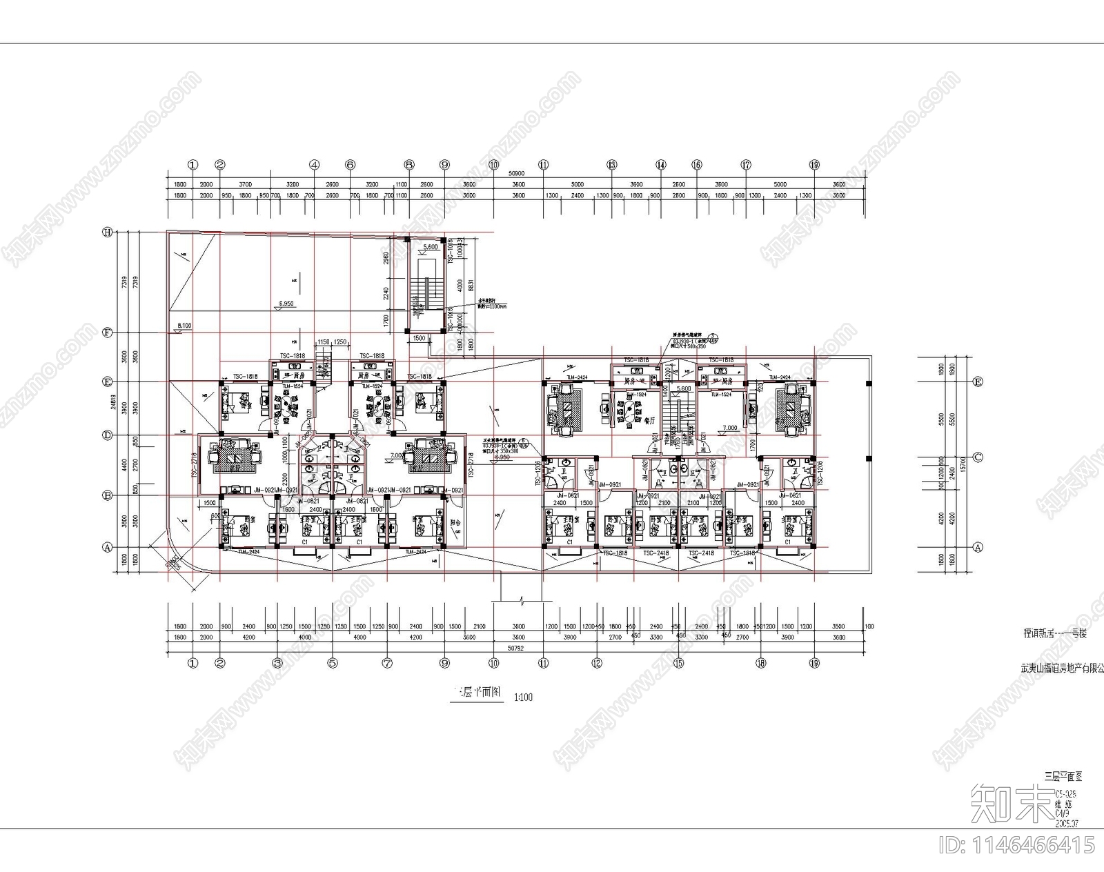 高层商住结构建筑cad施工图下载【ID:1146466415】