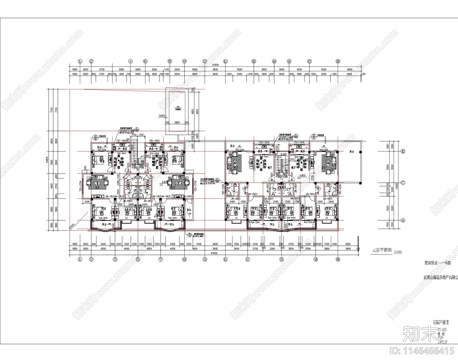 高层商住结构建筑cad施工图下载【ID:1146466415】