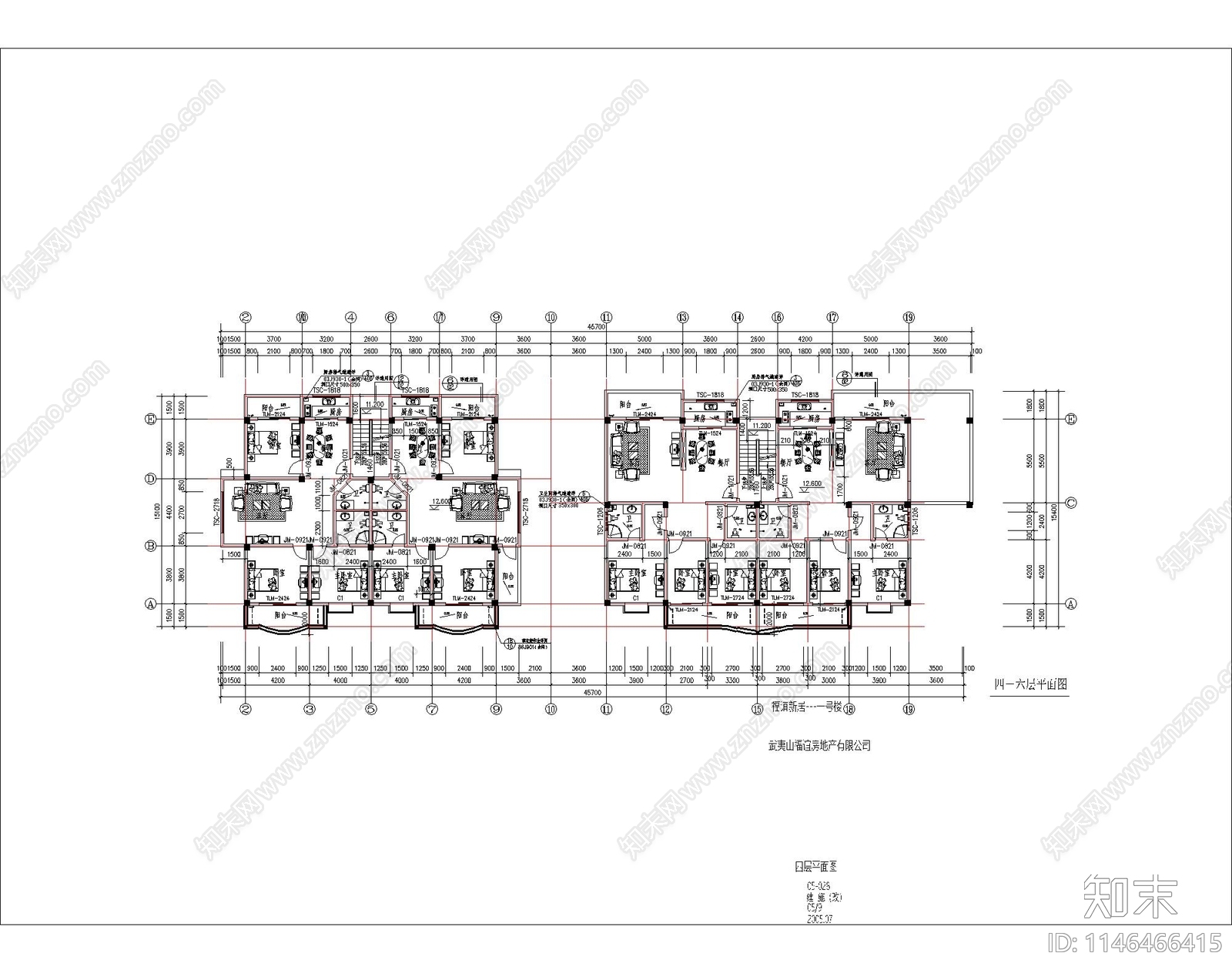 高层商住结构建筑cad施工图下载【ID:1146466415】