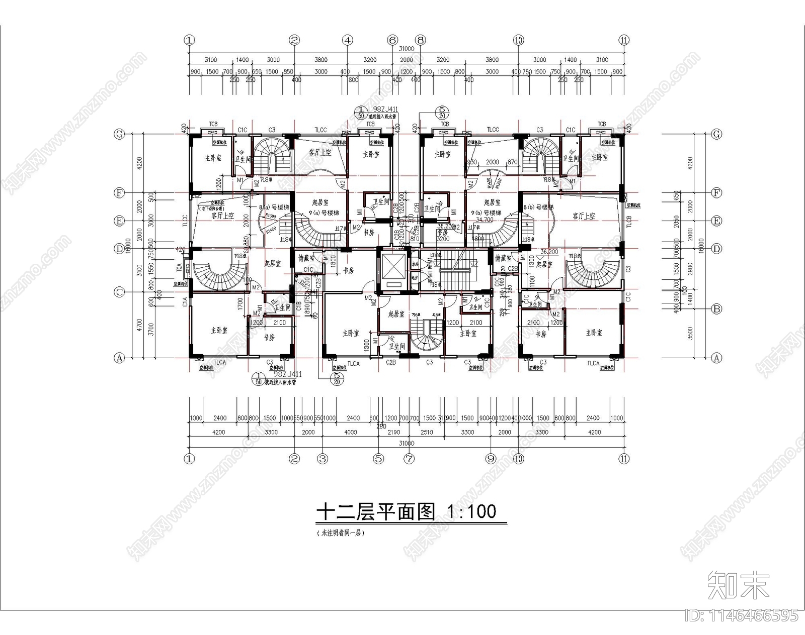 高层商住楼建筑cad施工图下载【ID:1146466595】