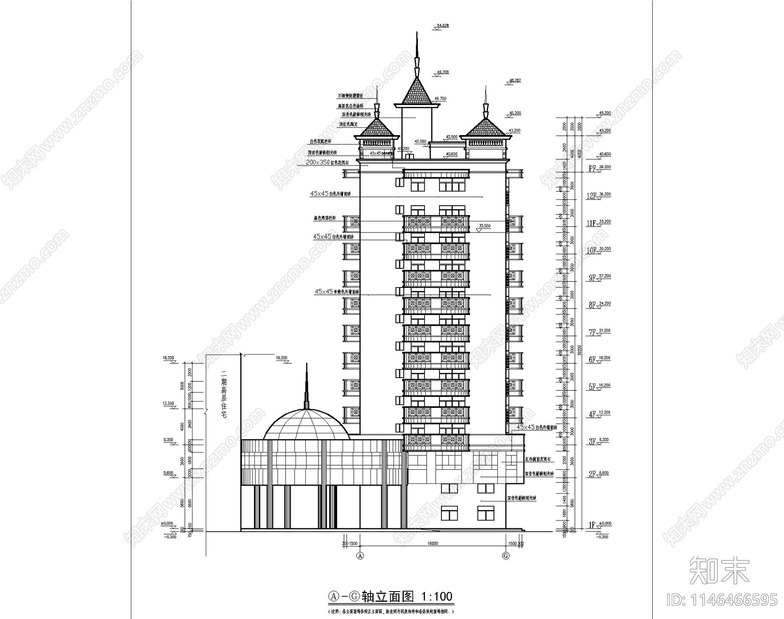 高层商住楼建筑cad施工图下载【ID:1146466595】