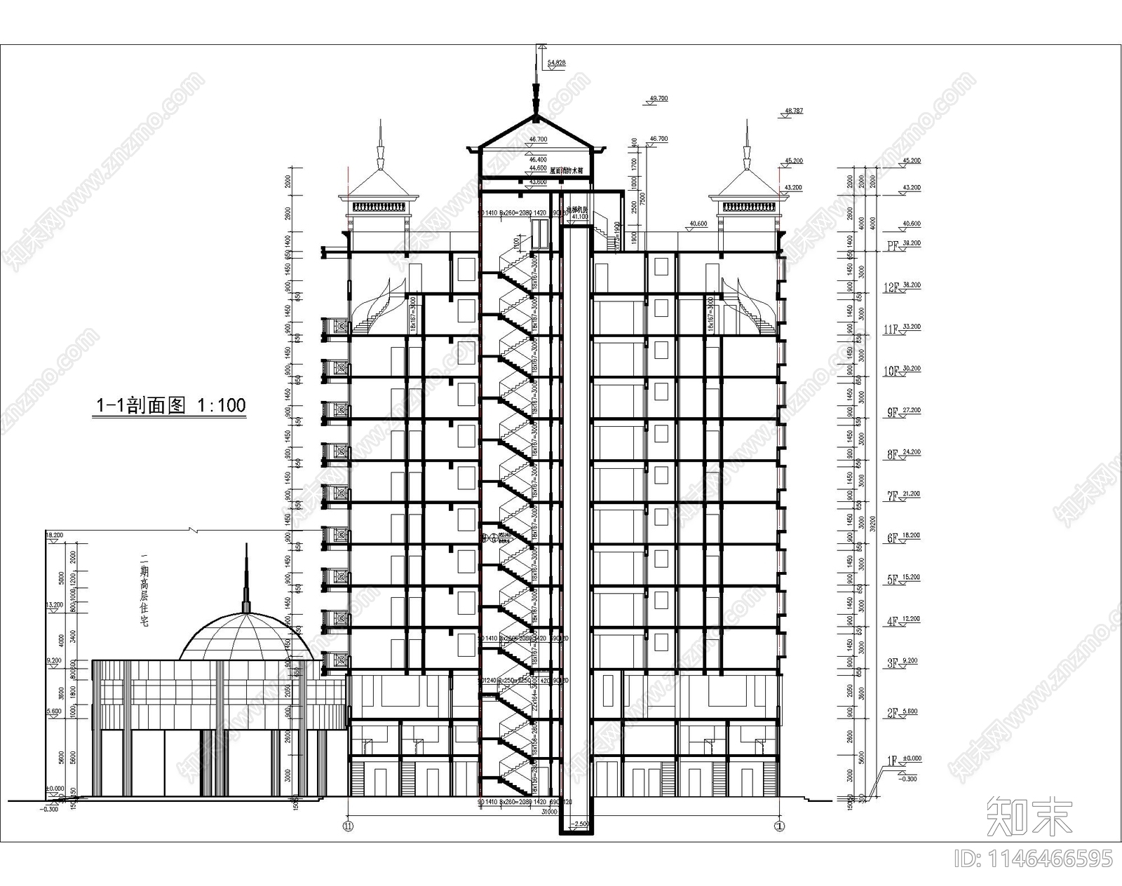 高层商住楼建筑cad施工图下载【ID:1146466595】