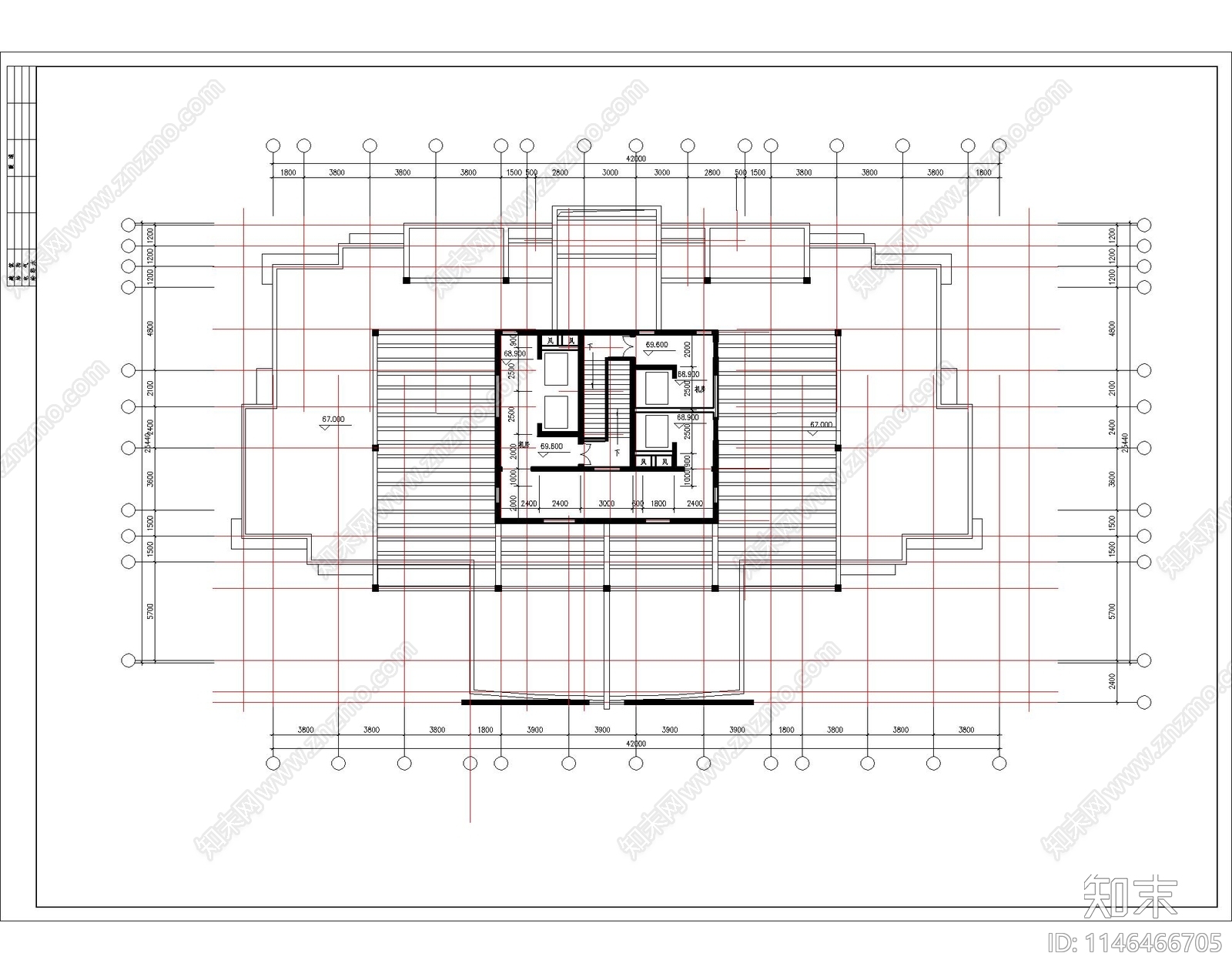 高层住宅楼建筑cad施工图下载【ID:1146466705】