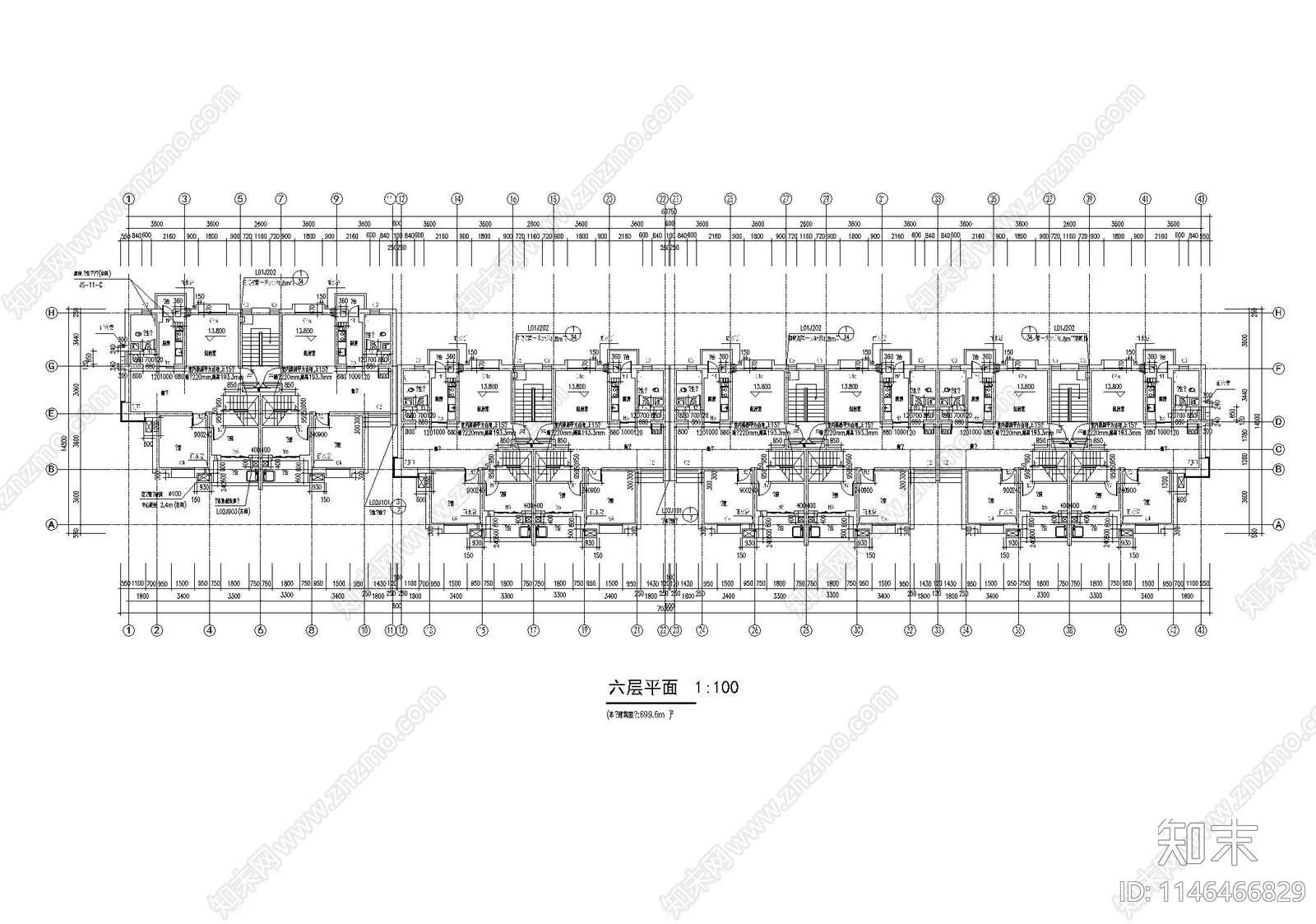 高层住宅楼建筑cad施工图下载【ID:1146466829】